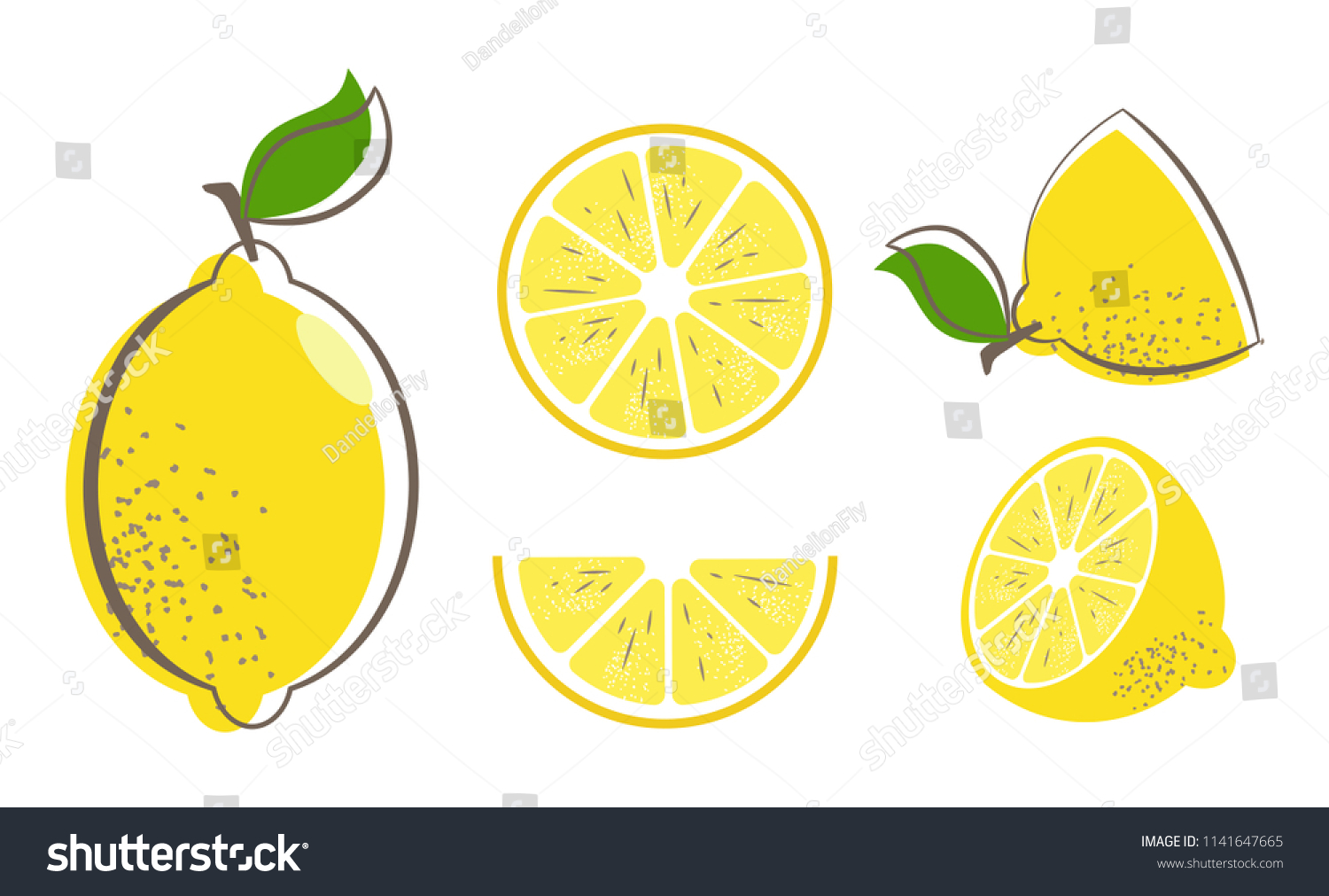 葉の付いた新鮮なレモンフルーツ レモンのベクターイラストセット 丸ごと半分に切り レモンを切ります かんきつコレクション レモンのロゴまたはアイコン のベクター画像素材 ロイヤリティフリー