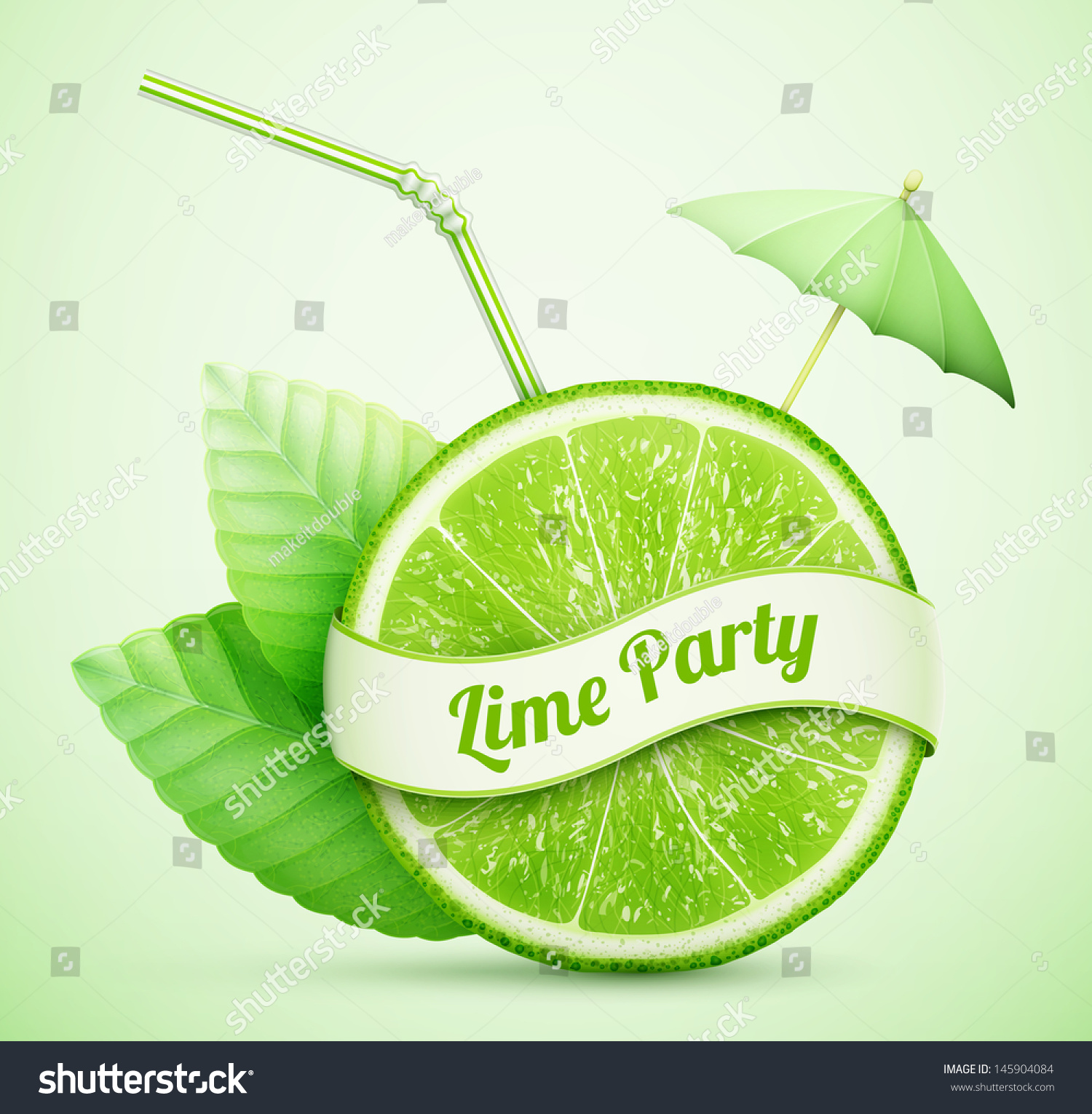 SVG of fresh lime with ribbon and cocktail stick eps10 vector illustration svg