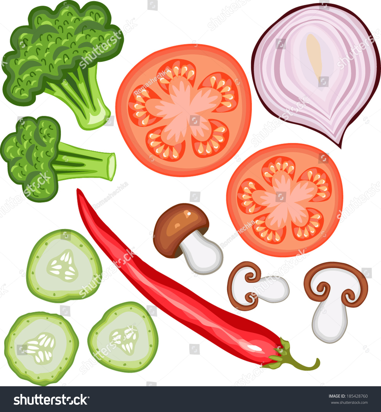 Fresh Vegetable Vector Set Illustration Stock Vector Royalty Free