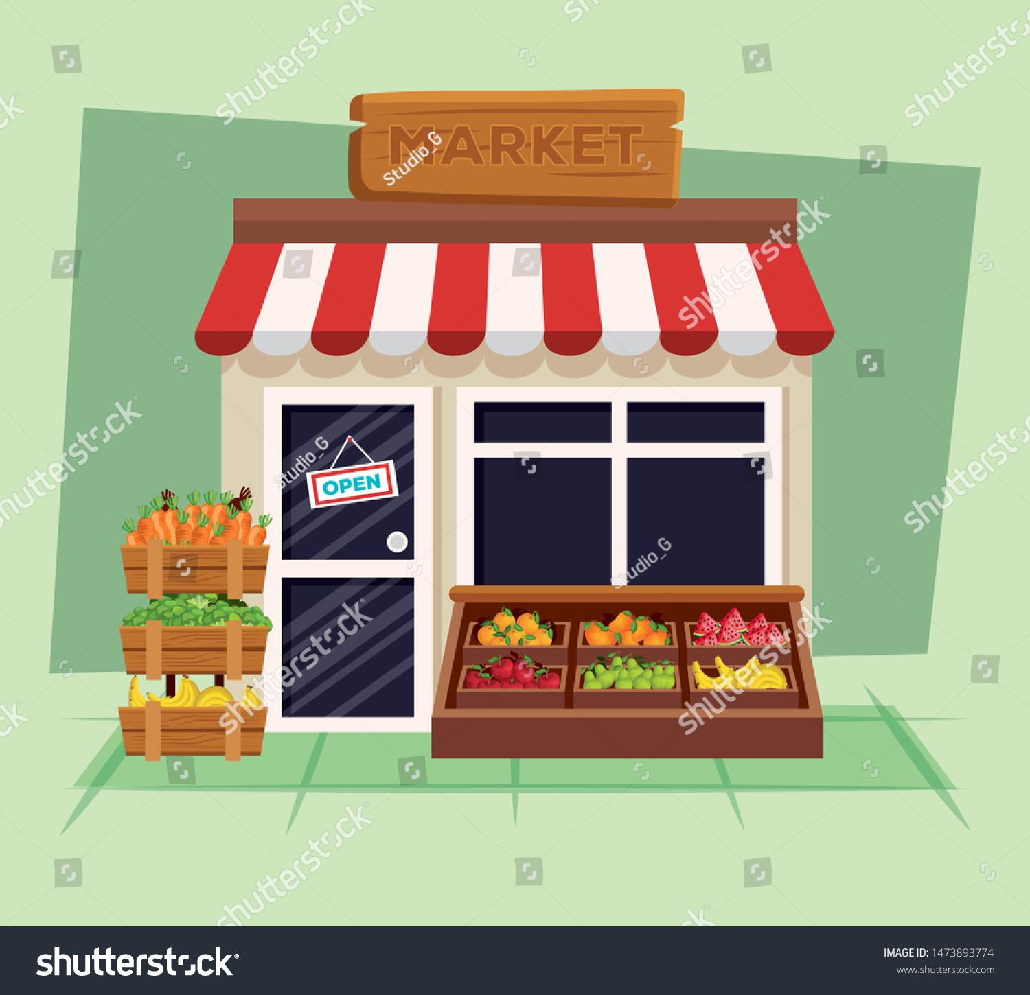 Fresh Vegetables Fruits Natural Store Stock Vector (Royalty Free ...