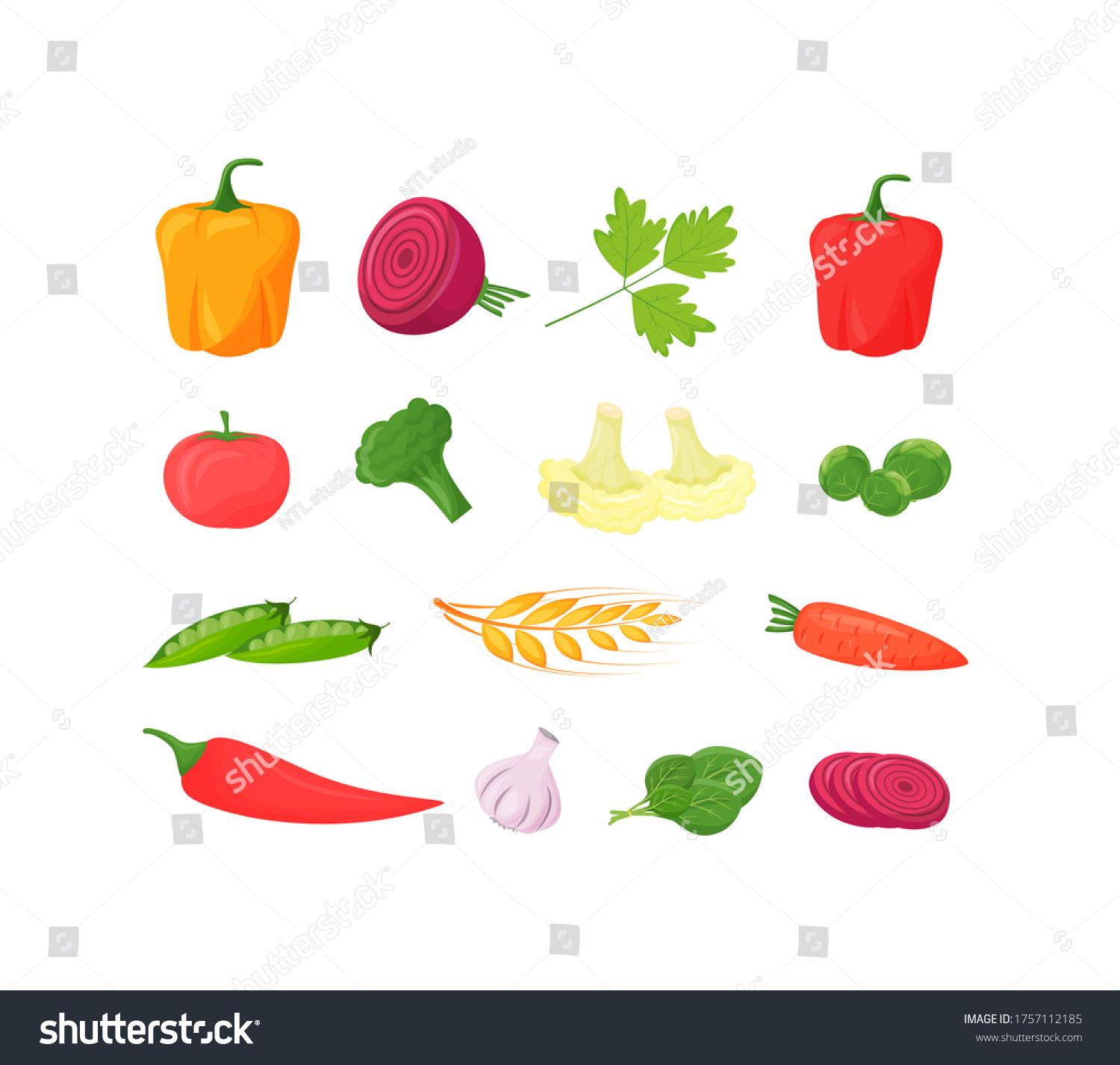 Fresh Vegetables Cartoon Vector Illustrations Set Stock Vector (Royalty ...