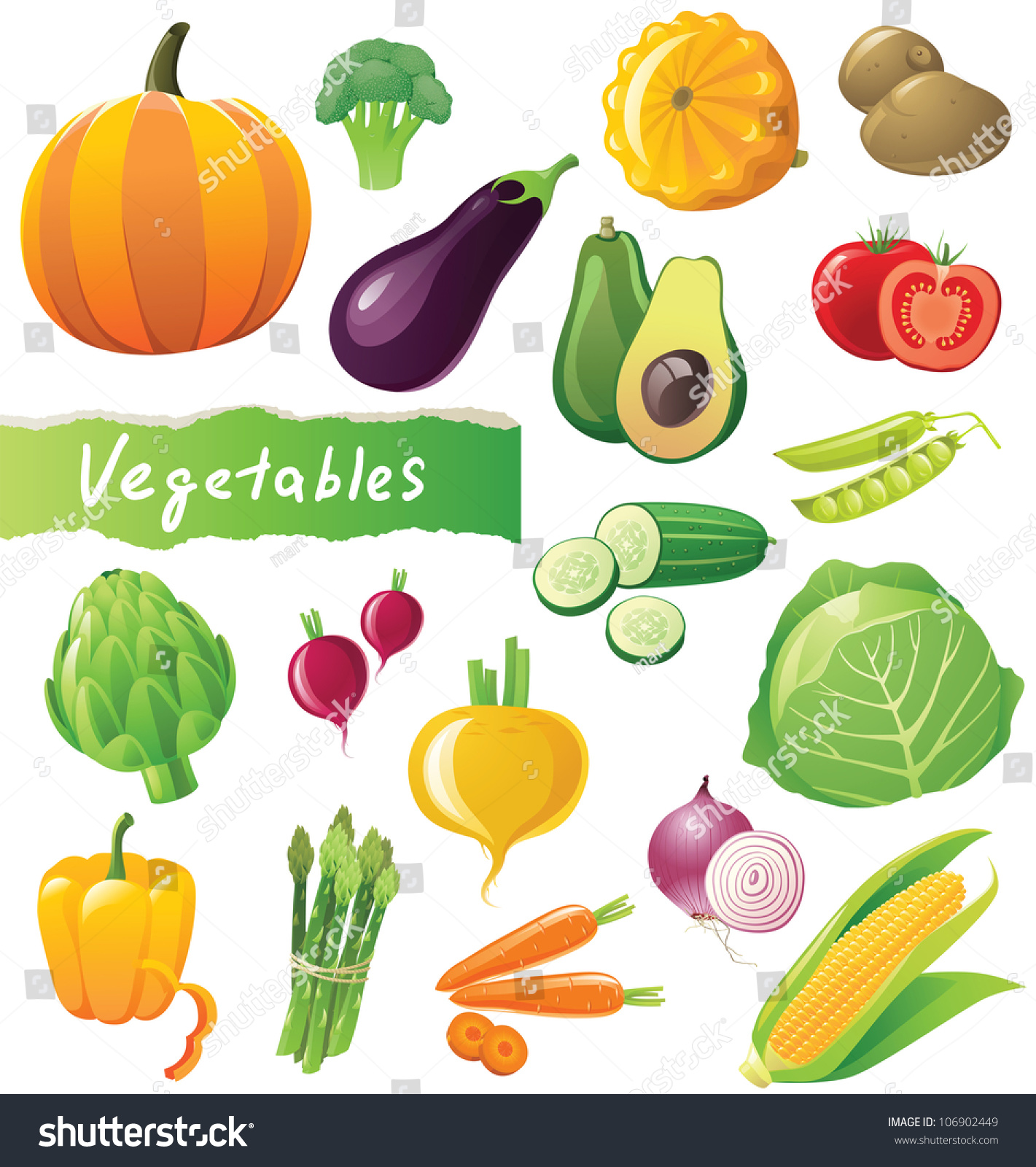 Fresh Vegetables Icons Set Stock Vector (Royalty Free) 106902449 ...