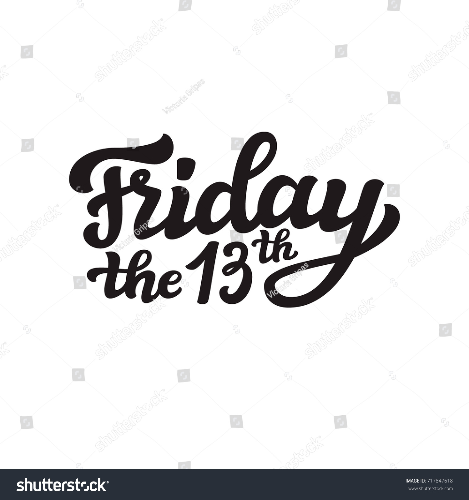 Friday 13th Hand Drawn Typography Lettering Stock Vector Royalty