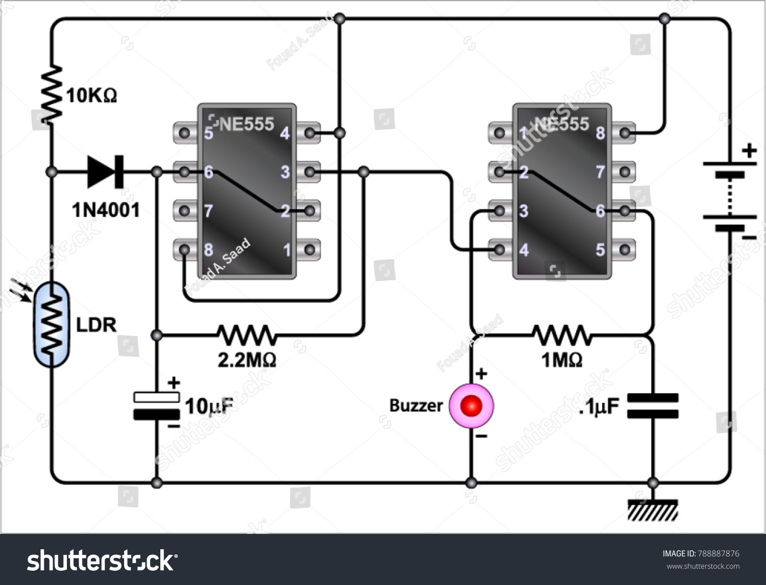 Fridge Door Alarm Circuit Diagram Stok Vektör Telifsiz 788887876 