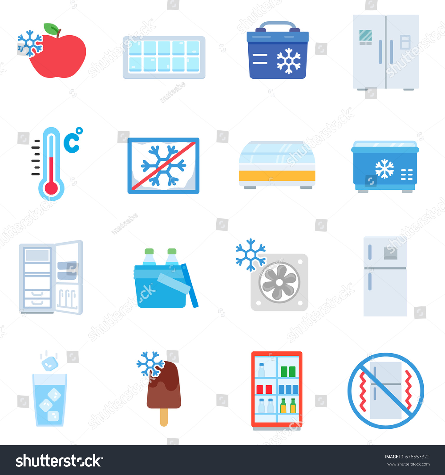 SVG of Fridge. icon set in flat style. Cooling products. Refrigerators for storing frozen products svg