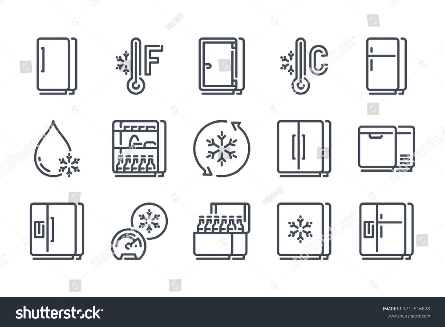 SVG of Fridge line icon set. Refrigerator outline vector icons. Freezer and Cold food storage icon collection. svg