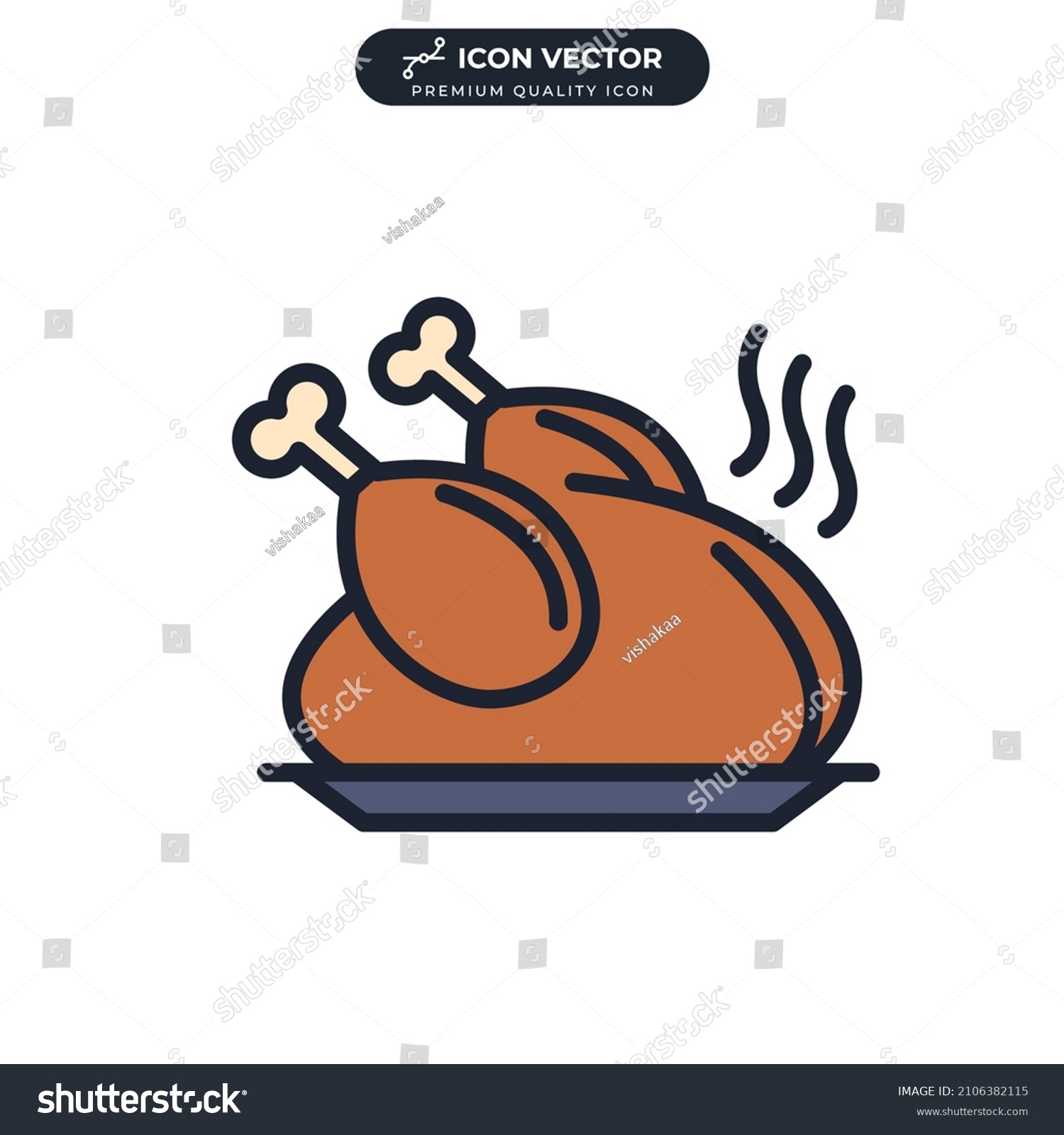 Fried Chicken Icon Symbol Template Graphic Stock Vector (Royalty Free ...