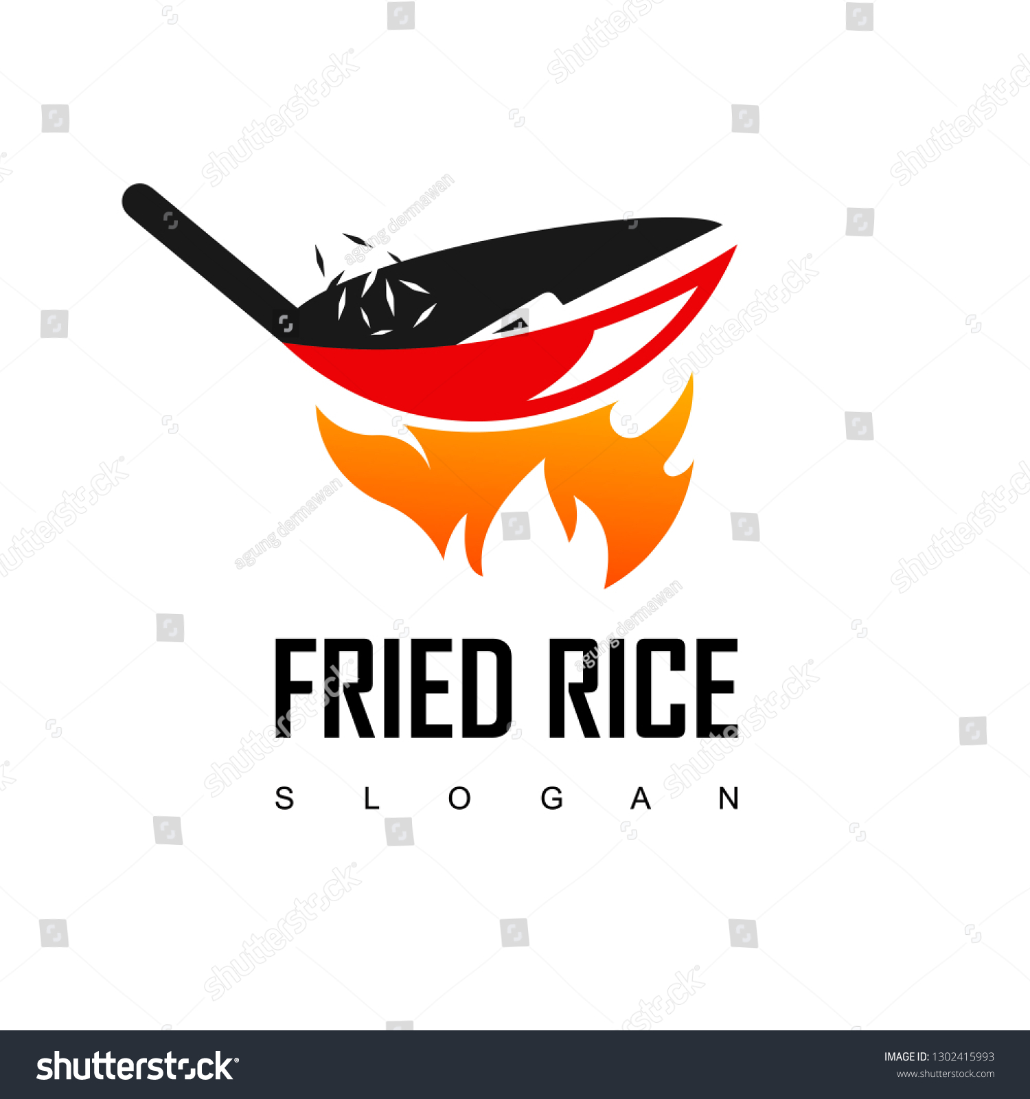 Fried Rice Restaurant Logo Stock Vector (Royalty Free) 1302415993