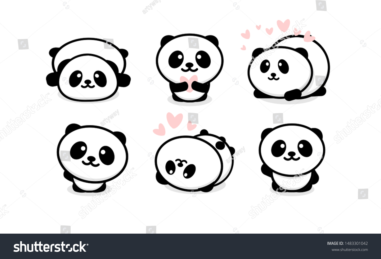 SVG of Friendly and cute pandas set. Chinese bear icons set. Cartoon panda logo template collection. Isolated vector illustration. svg