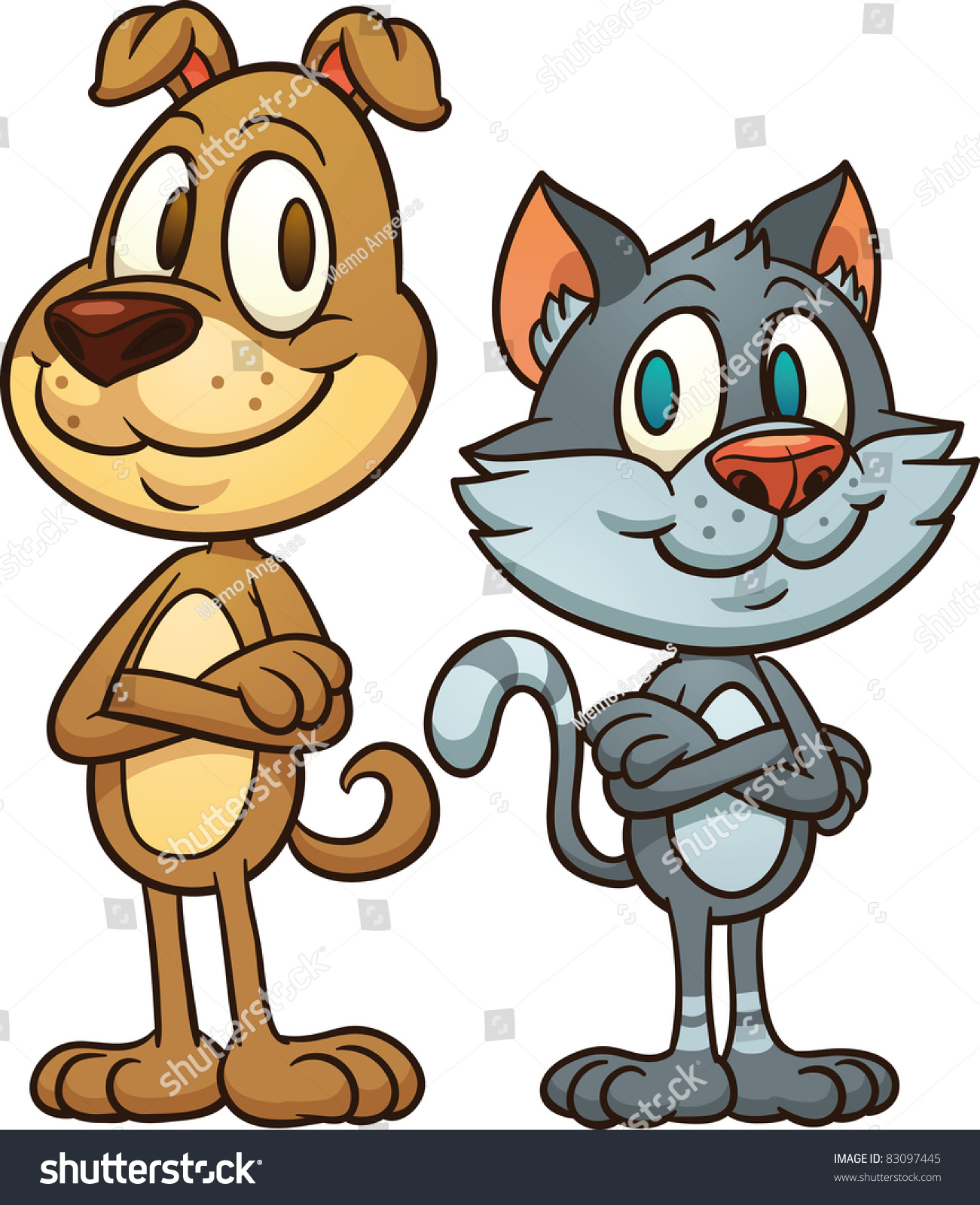 Friendly Cartoon Cat Dog Vector Illustration Stock Vector 83097445 ...