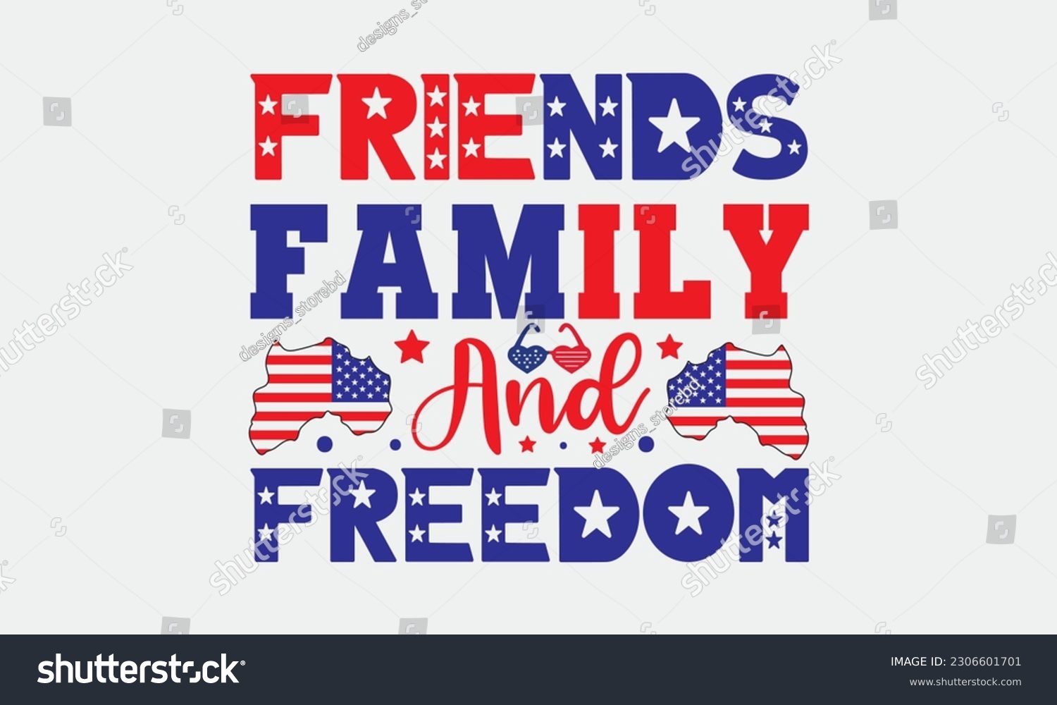 SVG of Friends family and freedom svg, 4th of July svg, Patriotic , Happy 4th Of July, America shirt , Fourth of July, independence day usa memorial day typography tshirt design vector file svg