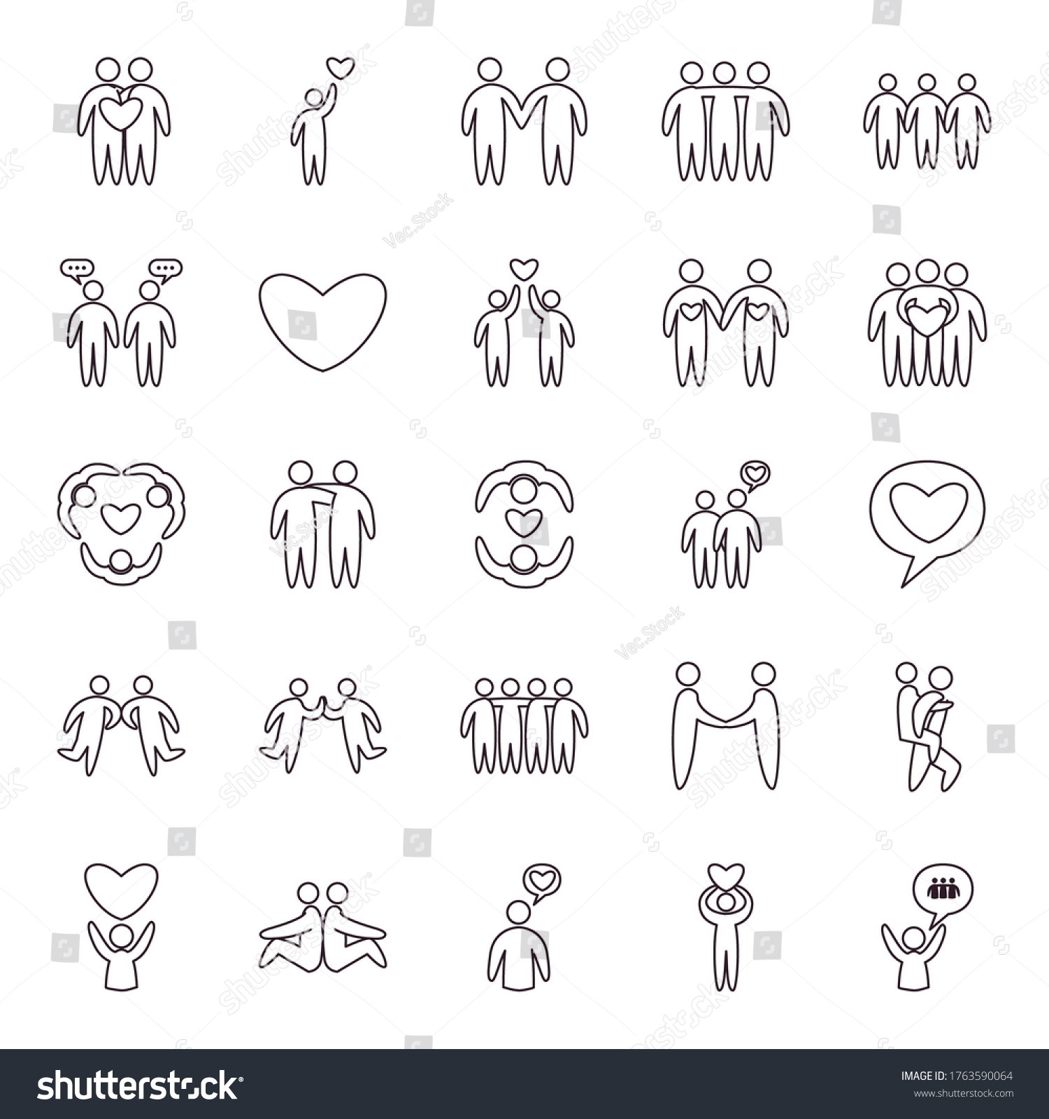 Friends Line Style Icon Set Design Stock Vector (Royalty Free ...