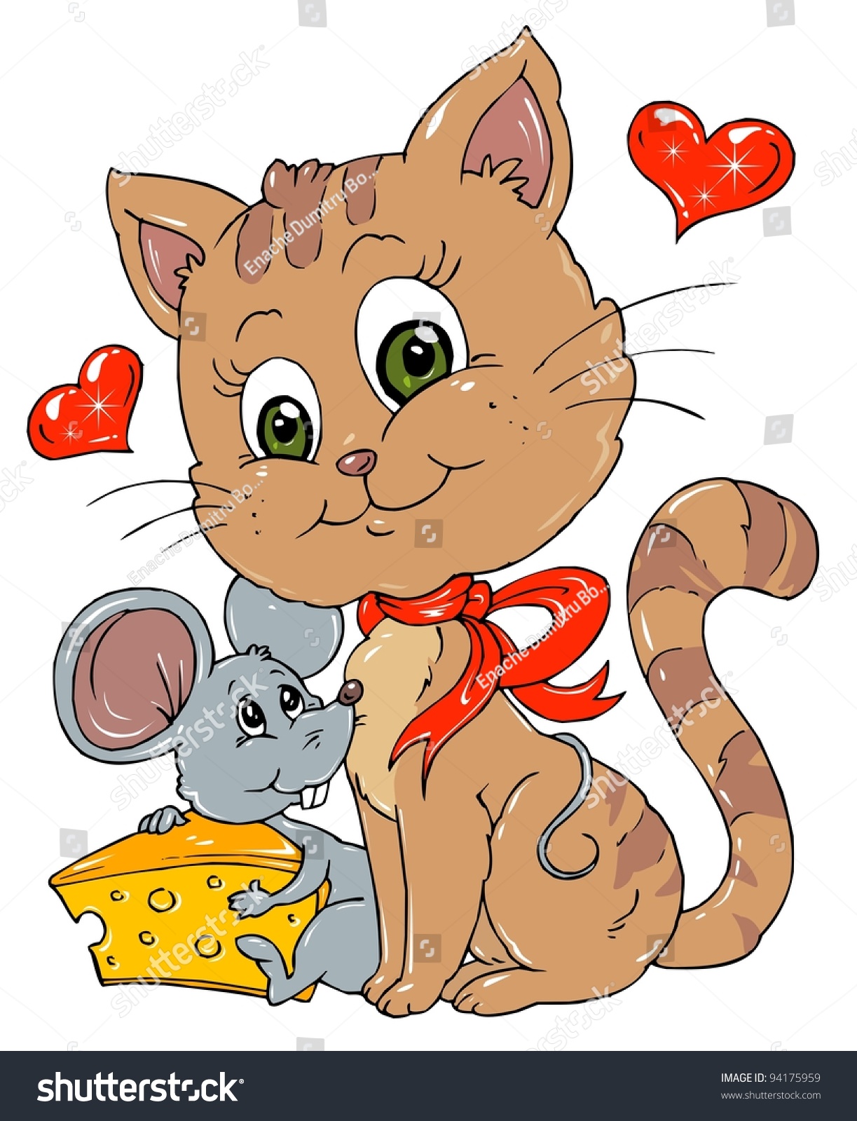 Friends Mouse Cat Illustration Vector Simple Stock Vector Royalty Free