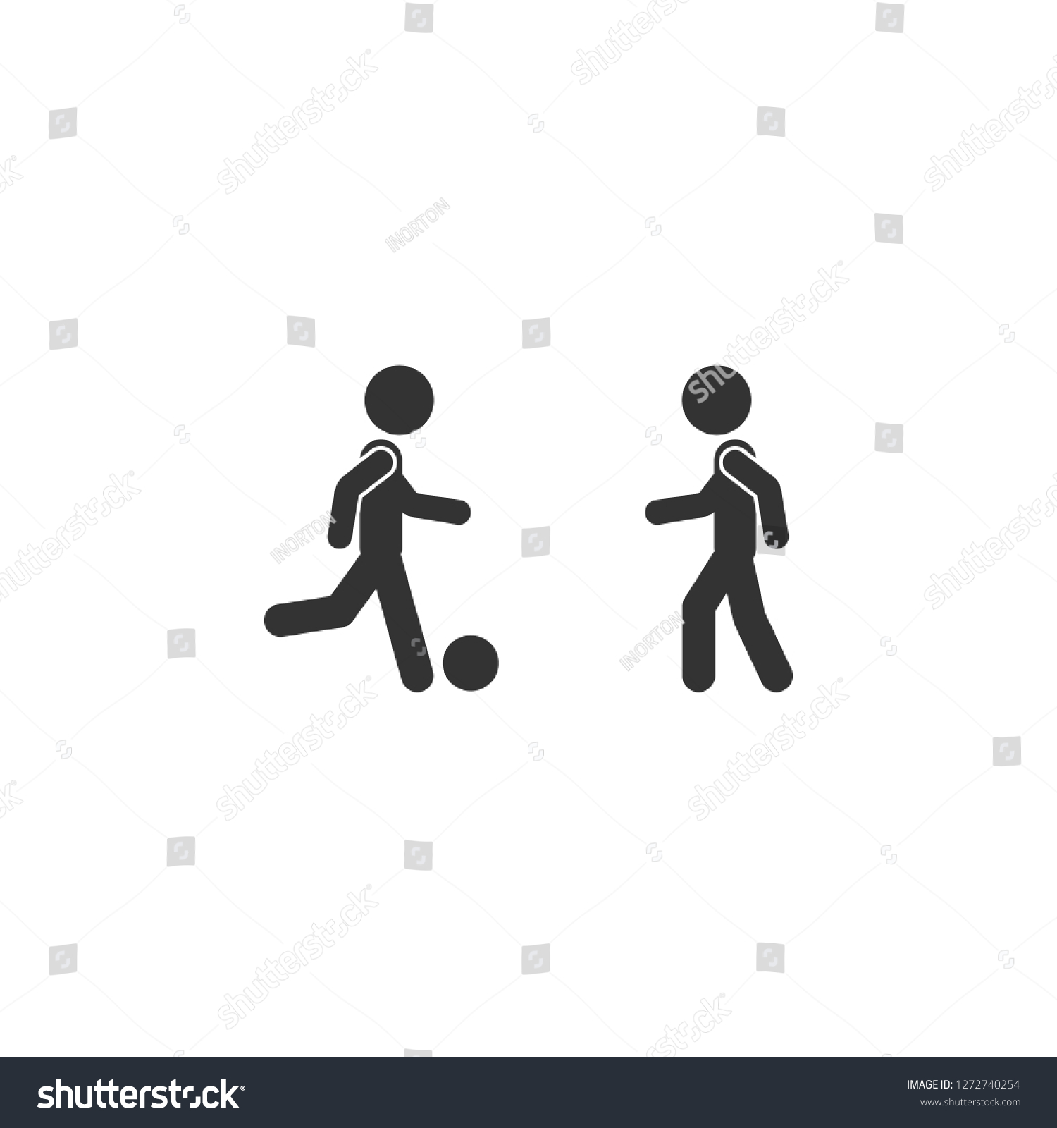 SVG of Friends play football icon. Simple glyph vector of friendship set icons for UI and UX, website or mobile application svg