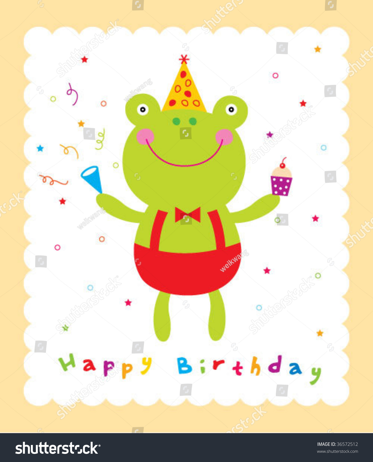 Frog Birthday Card Stock Vector 36572512 - Shutterstock