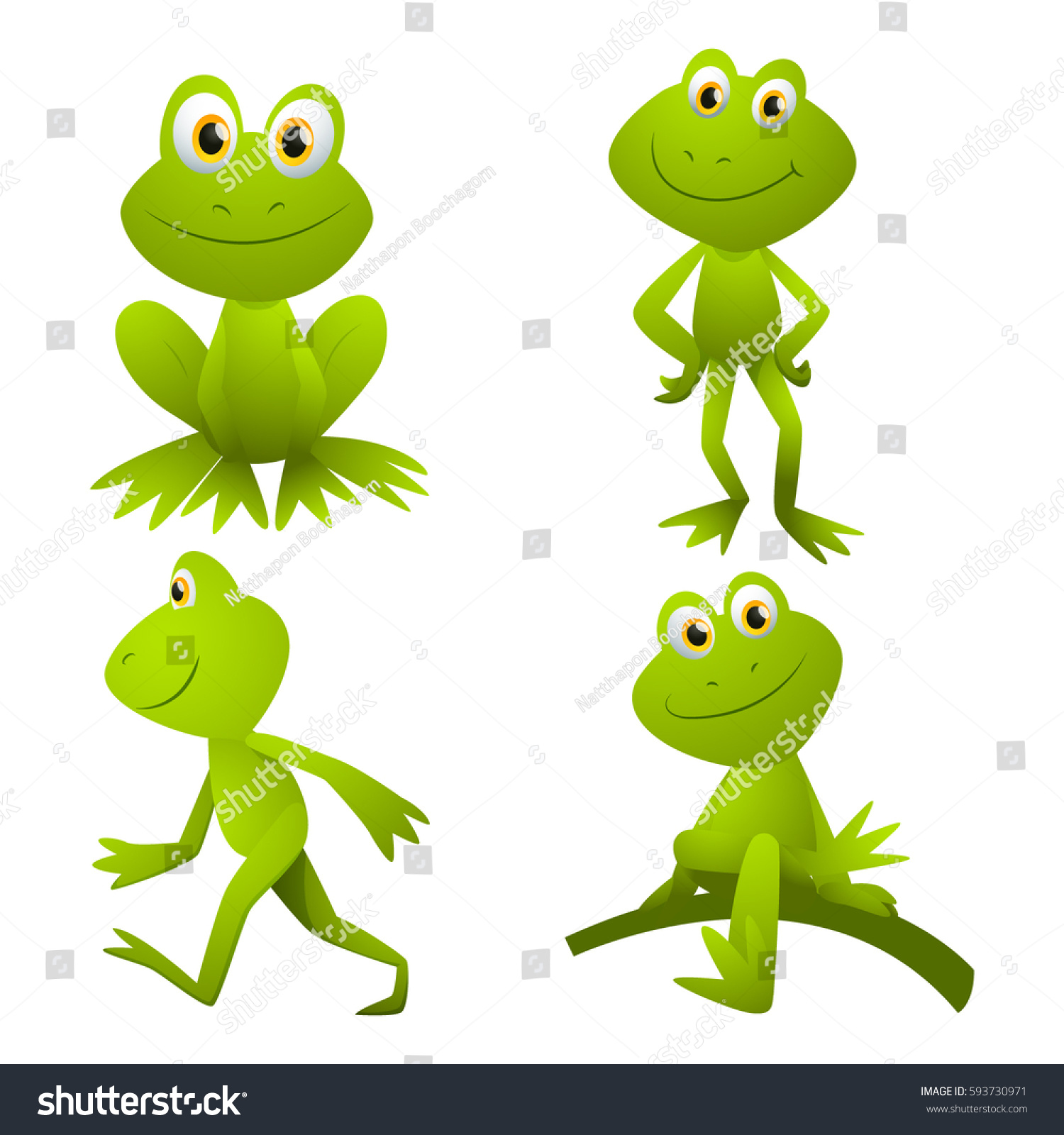 Frogs Cartoon Set 1 Stock Vector 593730971 - Shutterstock