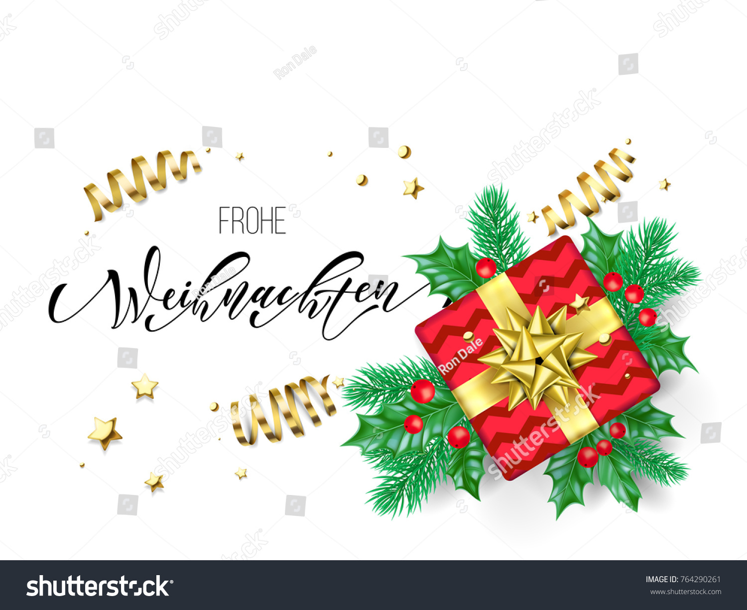 Frohe Weihnachten German Merry Christmas Holiday Stock Vector 764290261