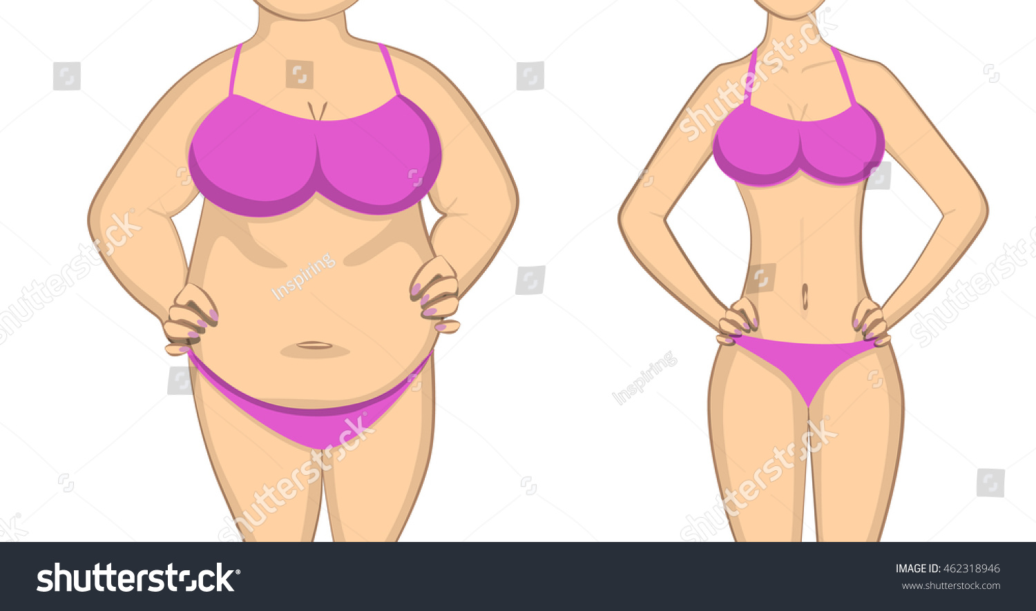 Fat Slim Healthy Body Before After Stock Vector Royalty Free