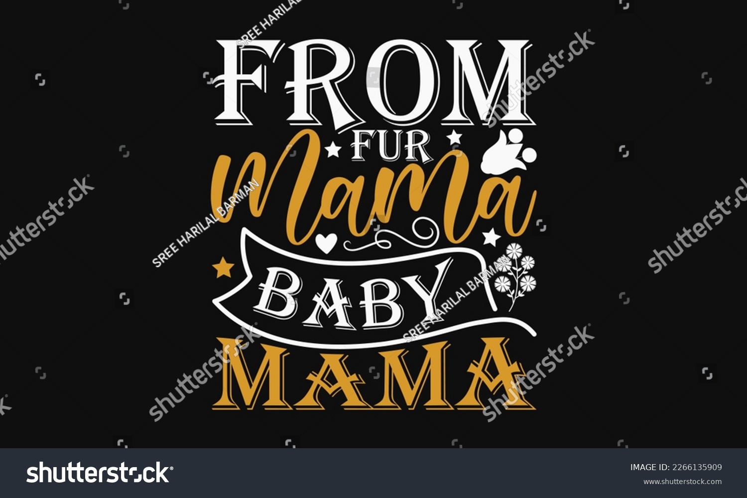 SVG of From fur mama baby mama - mother's day svg t-shirt design. Vector banner with a girl and flying pink paper hearts. Symbol of love on white background.  greeting cards, mugs, templates, posters. svg