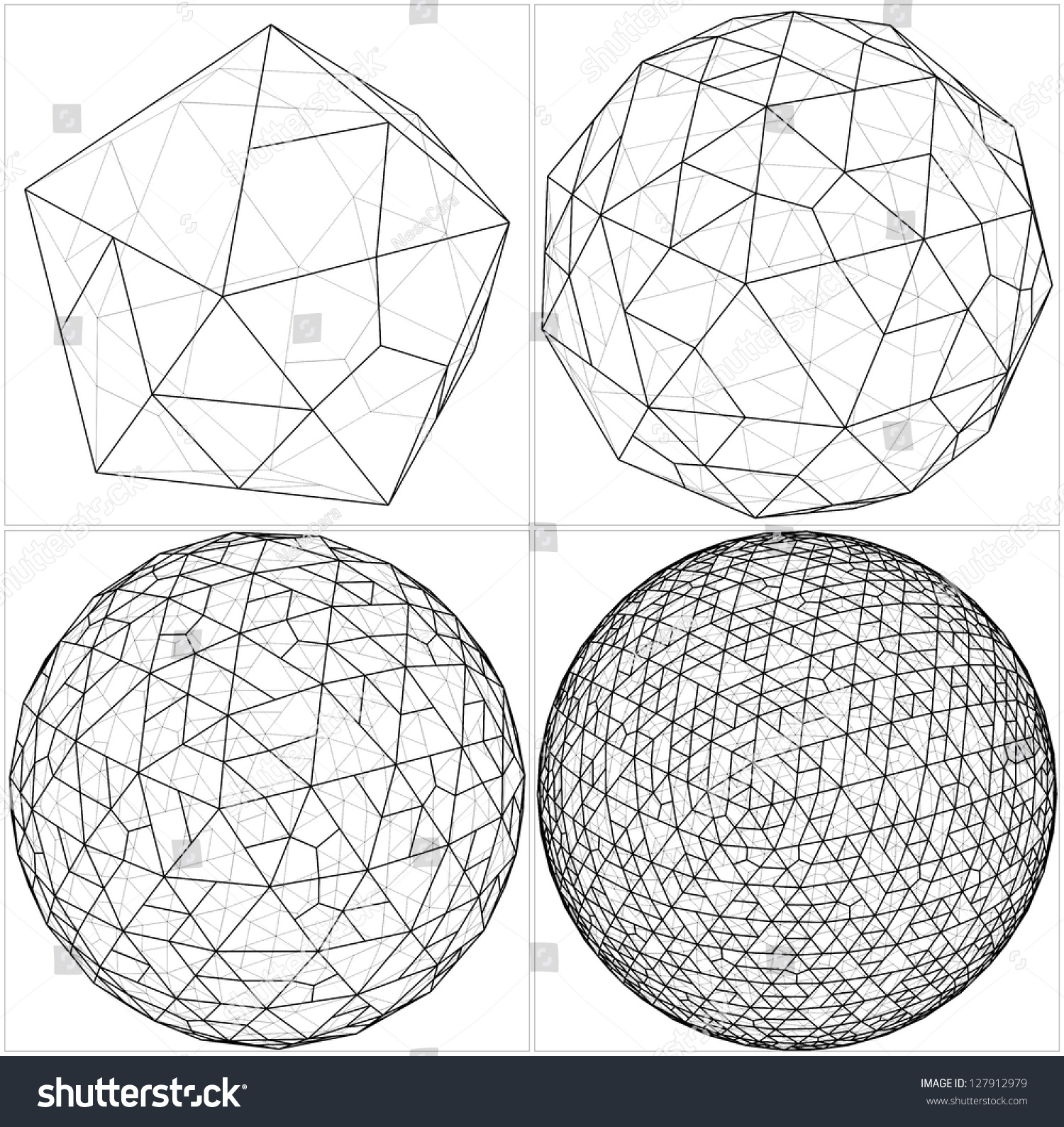 Icosahedron Ball Sphere Lines Vector Stock Vector 127912979 - Shutterstock