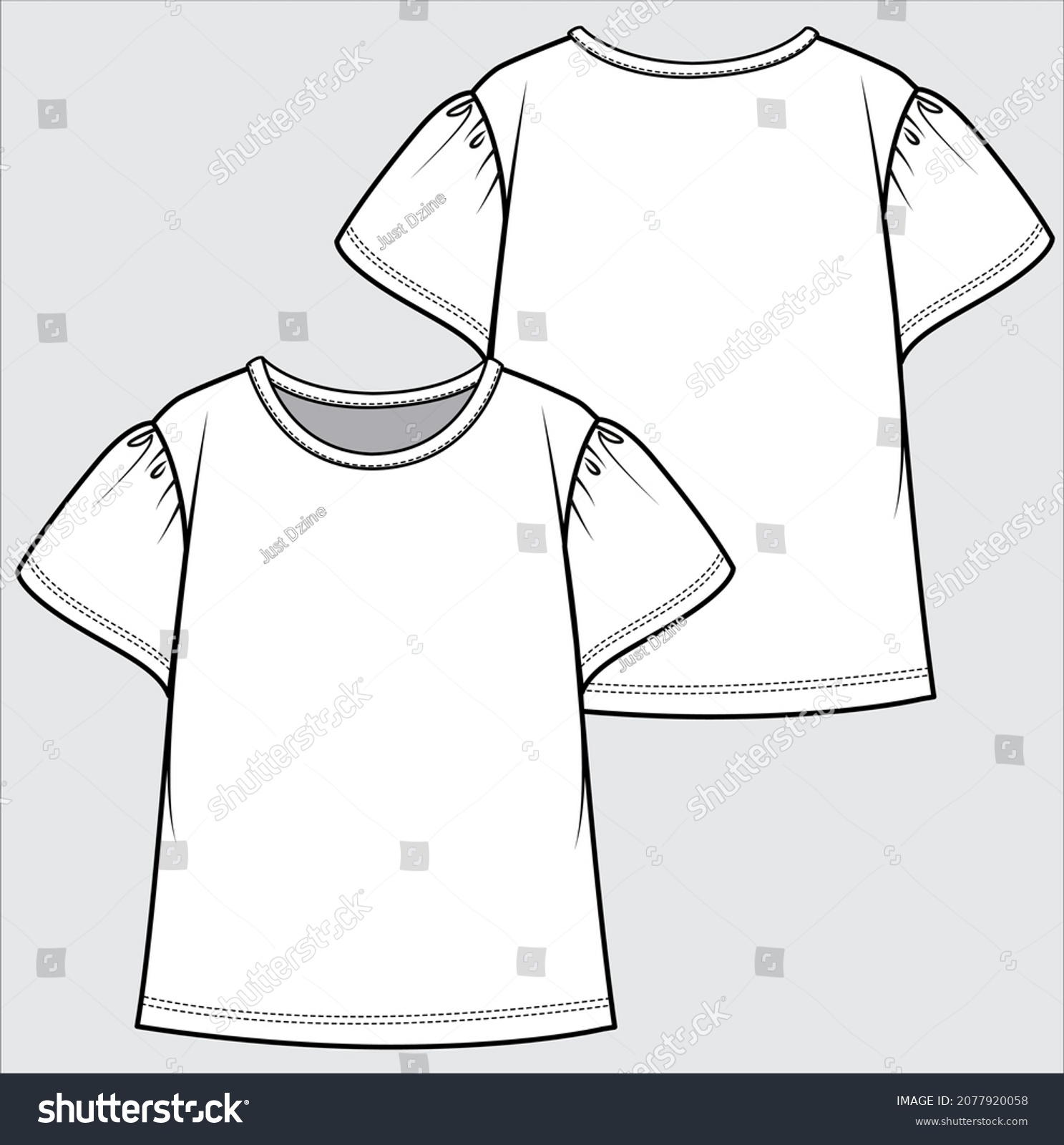 Front Back Technical Sketch Woven Top Stock Vector (Royalty Free ...