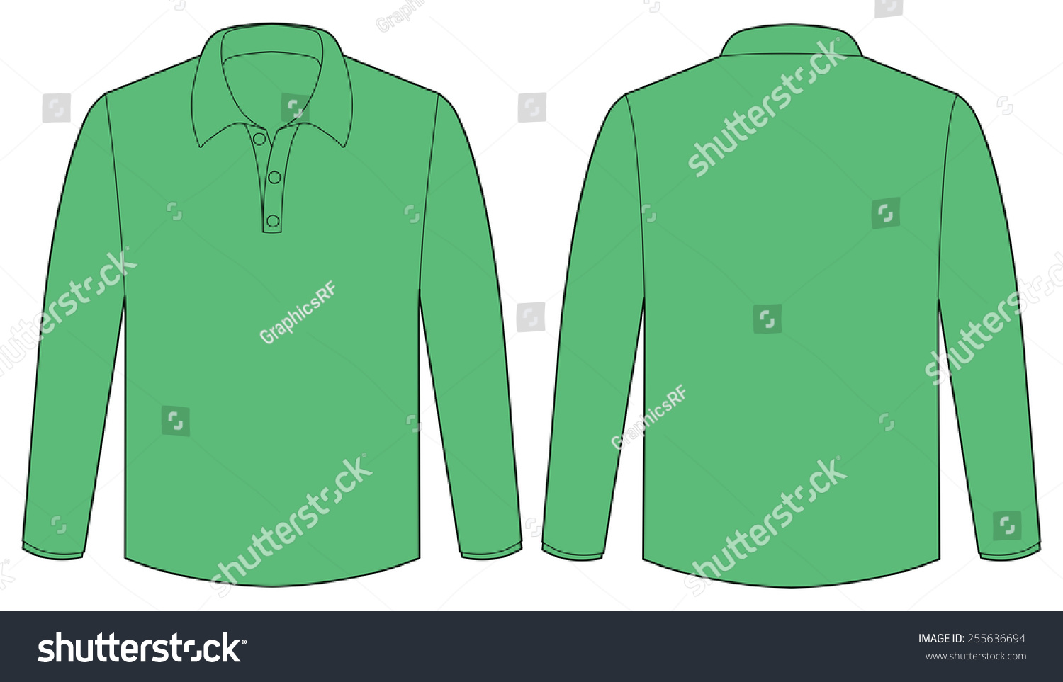 Front Back View Green Shirt Stock Vector (Royalty Free) 255636694 ...