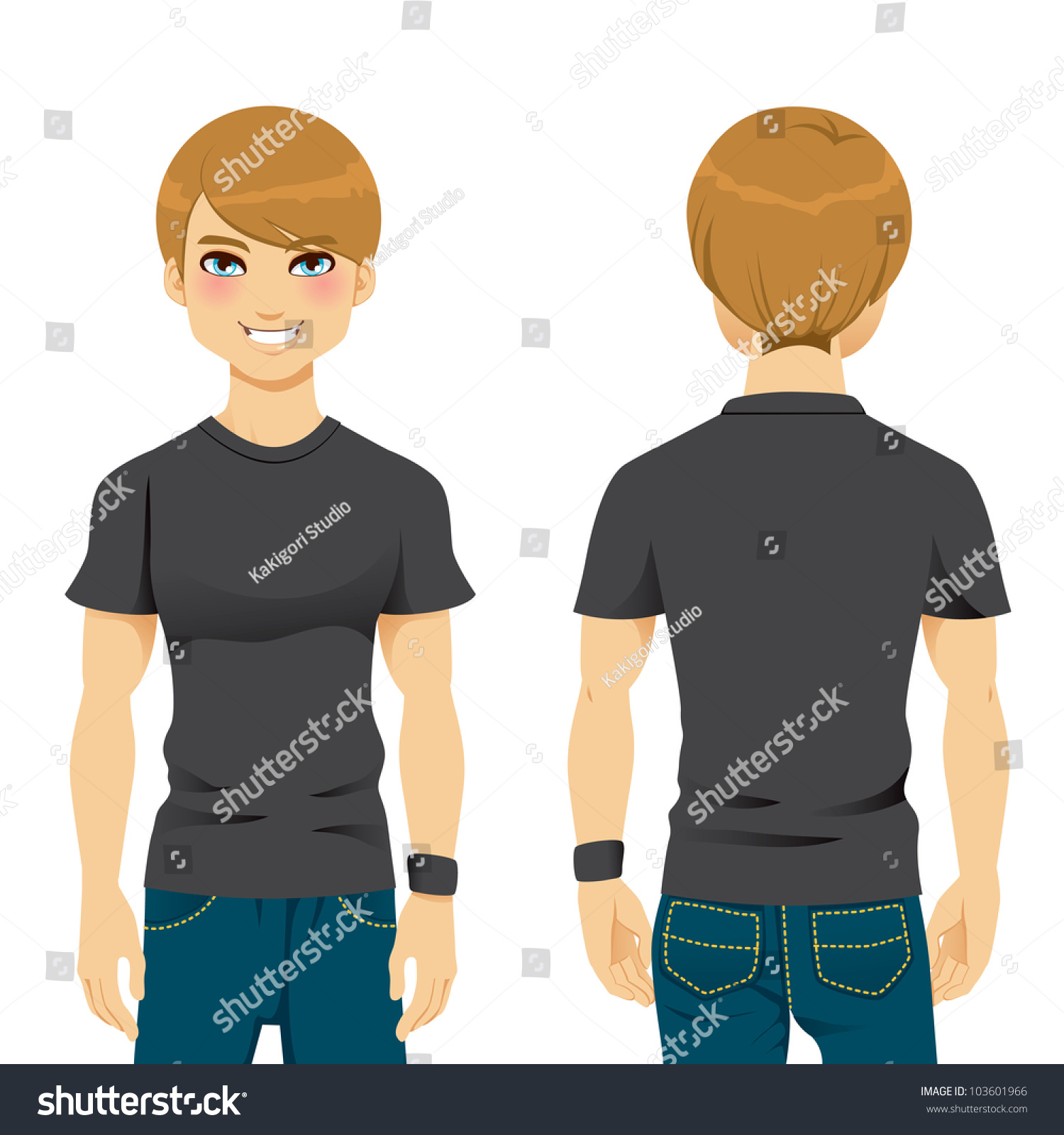 Download Front Back View Handsome Man Wearing Stock Vector 103601966 - Shutterstock