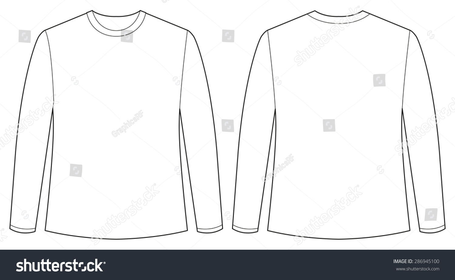 Front Back View Long Sleeves Shirt Stock Vector 286945100 - Shutterstock