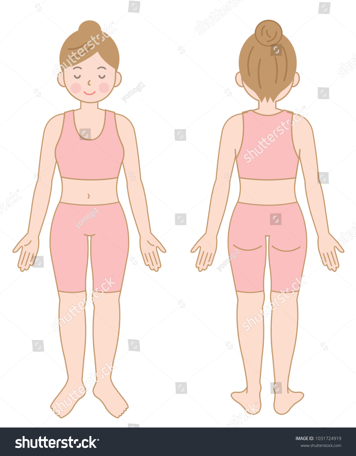 Front Back View Standing Female Body Stock Vector (Royalty Free ...