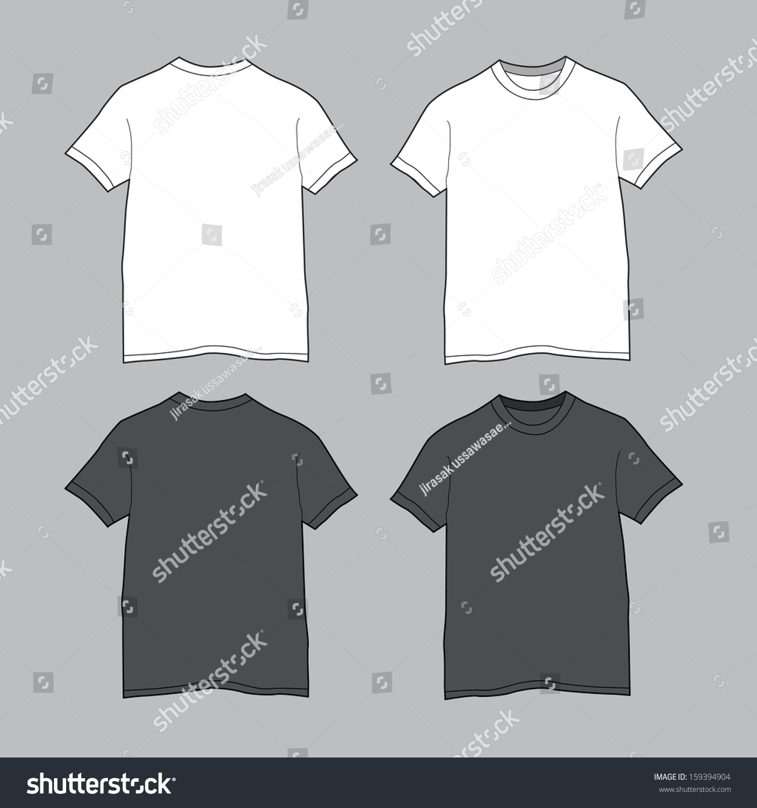 Front And Back Views Of Blank T-Shirt Stock Vector Illustration ...