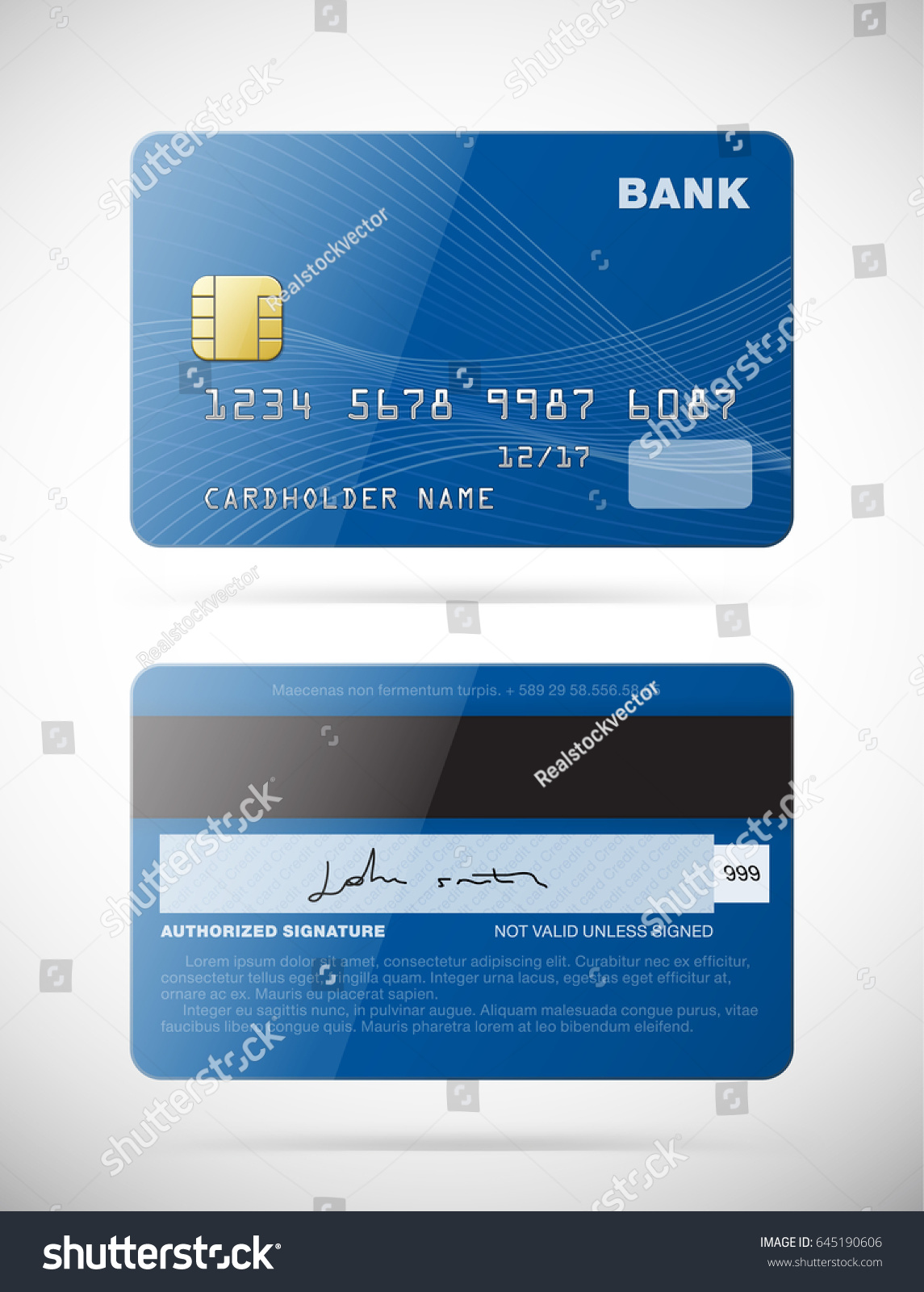 Front Backside Bank Card On Gray Stock Vector (Royalty Free) 645190606 ...