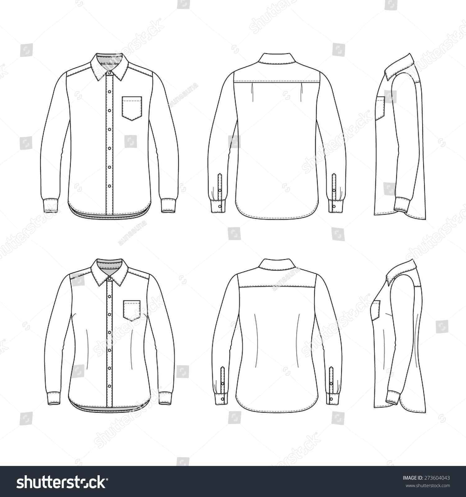 Front, Back And Side Views Of Clothing Set. Blank Templates Of Men'S ...