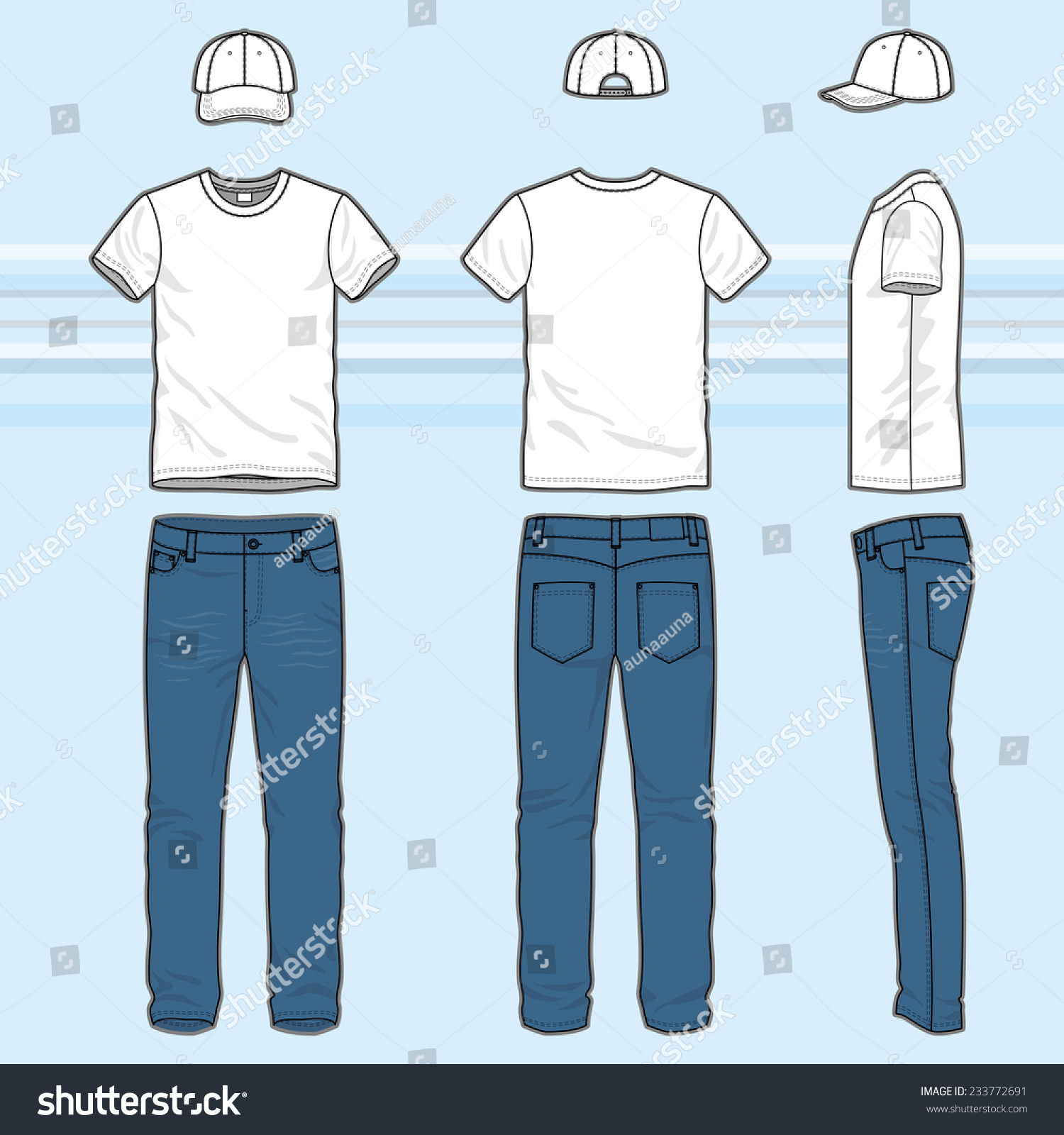 Front Back Side Views Mens Clothing Stock Vector (Royalty Free ...