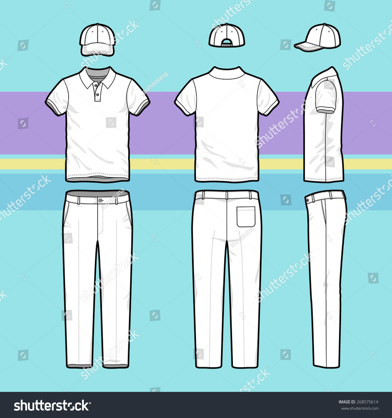 Front Back Side Views Mens Golf Stock Vector (Royalty Free) 268575614 ...