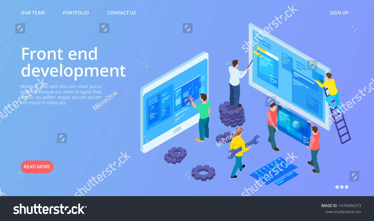 Front End Development Isometric Interface Development: เวกเตอร์สต็อก ...