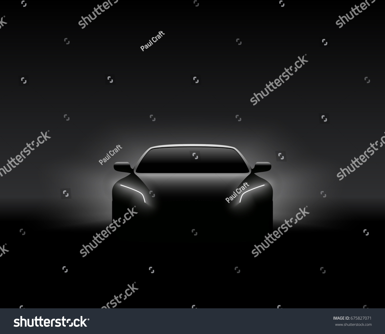 SVG of Front View Dark Concept Car Silhouette. Realistic Vector Illustration. svg