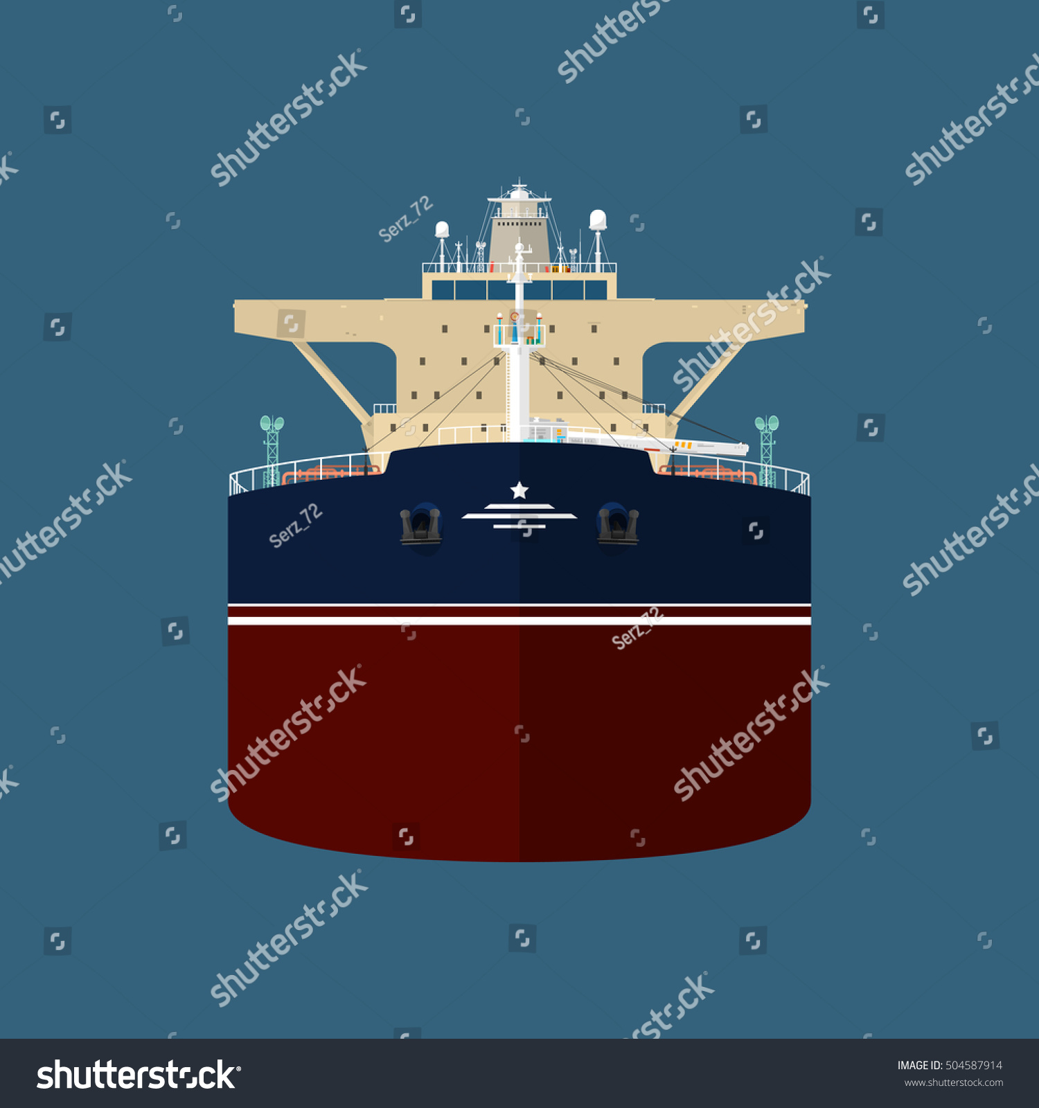 SVG of Front View of the Vessel, Oil Tanker, International Freight Transportation, Vessel for the Transportation of Goods, Vector Illustration  svg