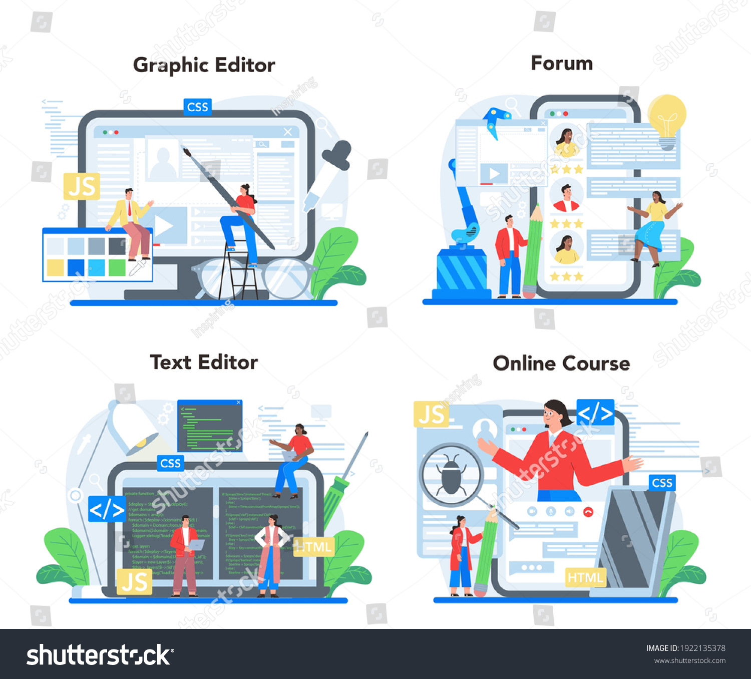 Frontend Development Online Service Platform Set Stock Vector (Royalty ...