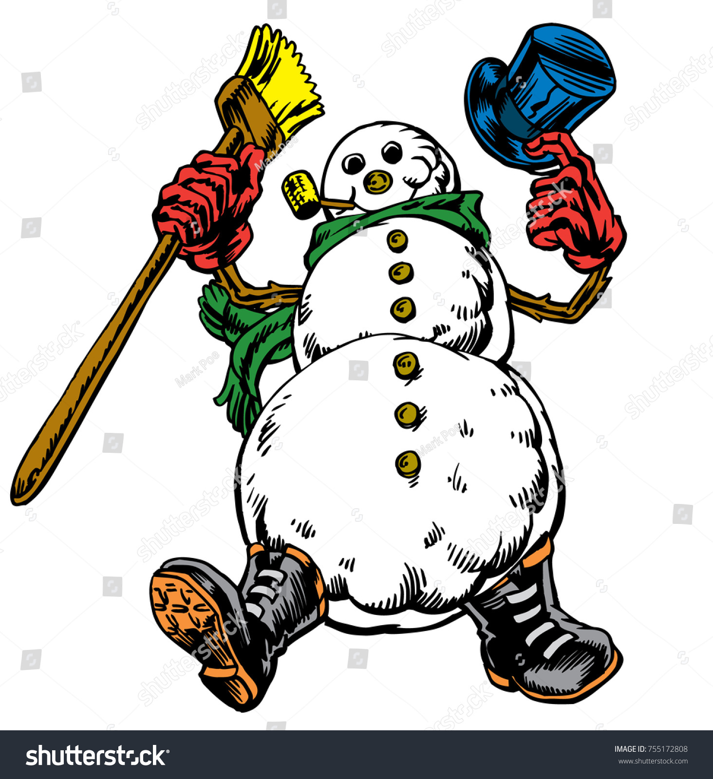 Frosty Like Snowman Tipping Top Hat Stock Vector Royalty Free