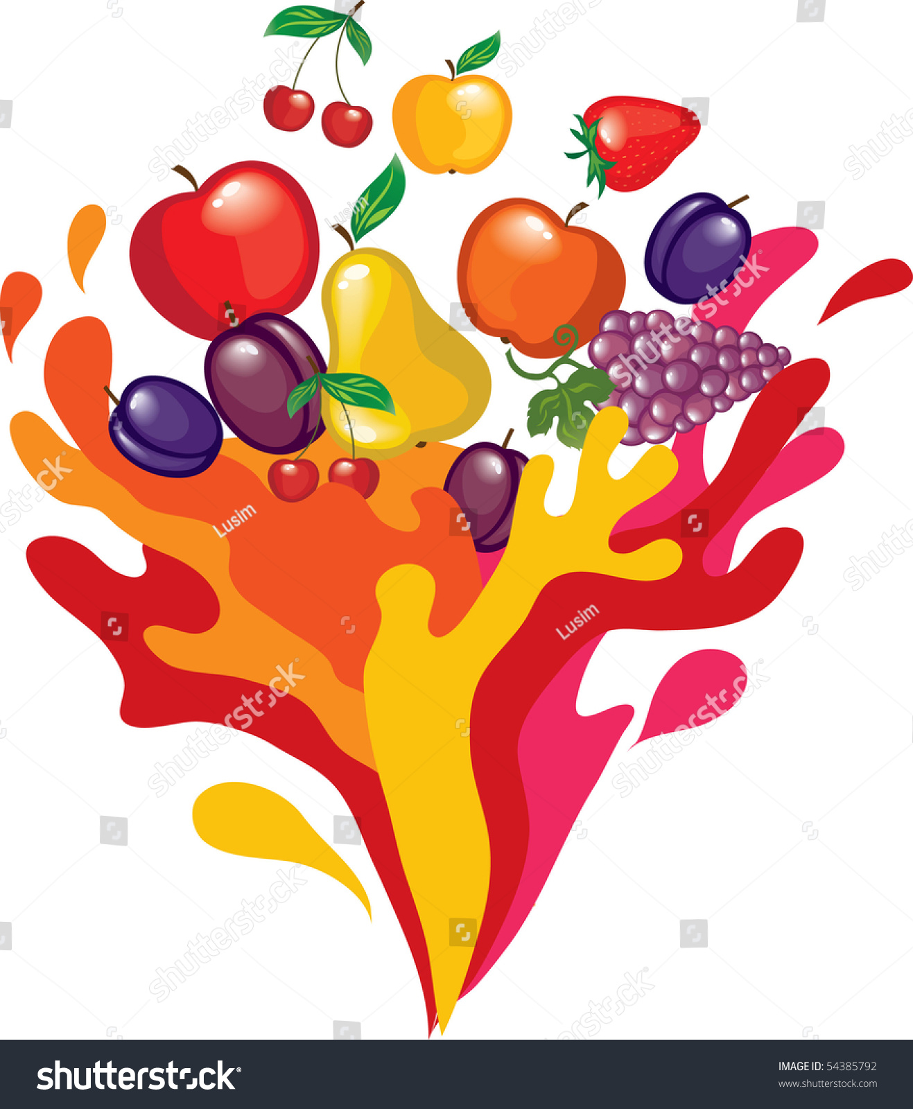 Fruit Splash Stock Vector 54385792 - Shutterstock