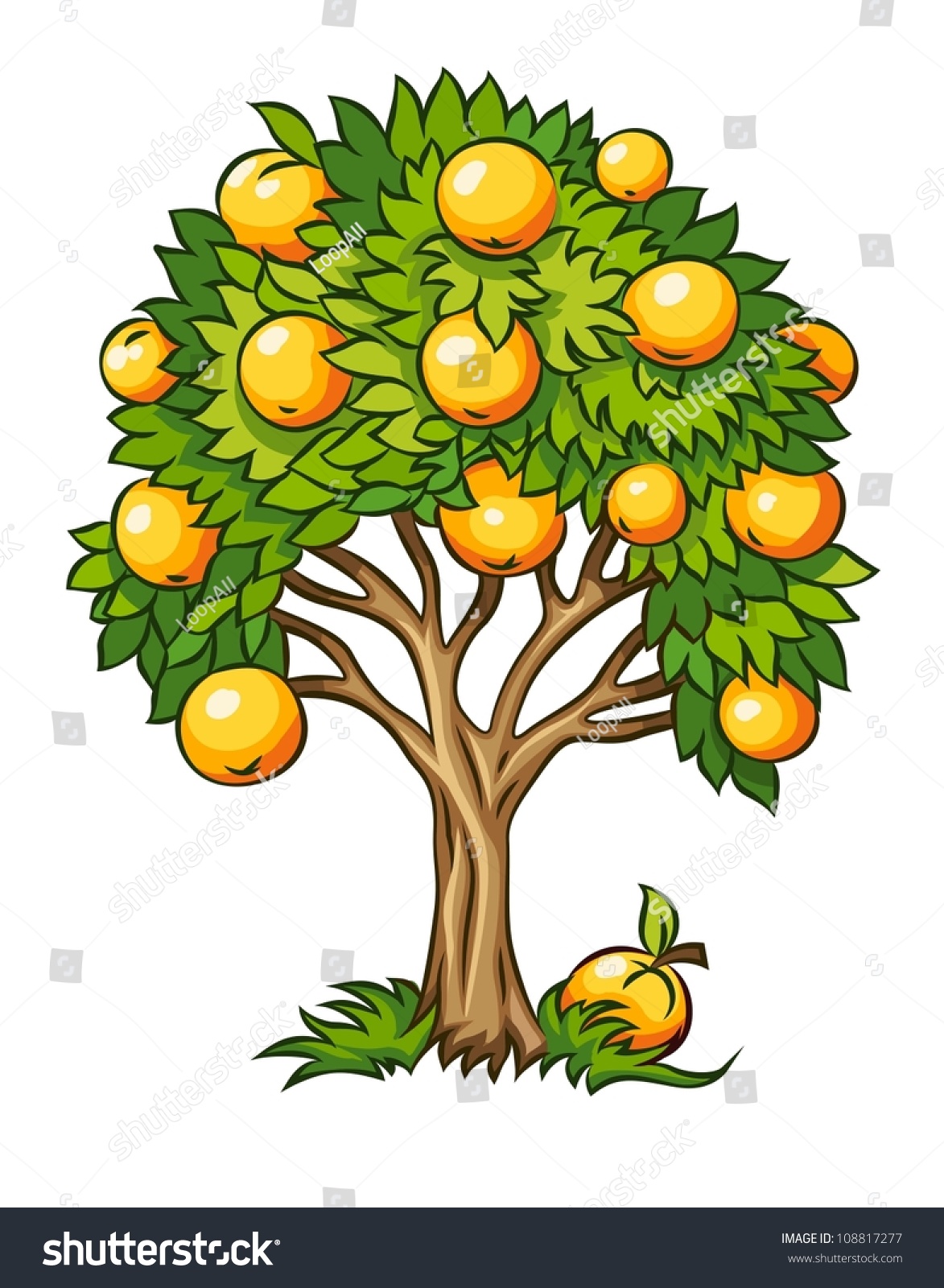 Fruit Tree Vector Illustration Isolated On Stock Vector 108817277