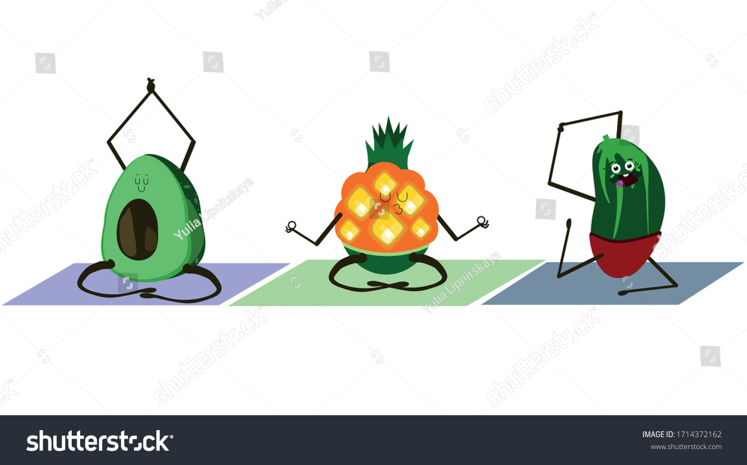 Fruit Yogacute Fruits Vegetables Do Yoga เวกเตอร์สต็อก ปลอดค่าลิขสิทธิ์ 1714372162 Shutterstock