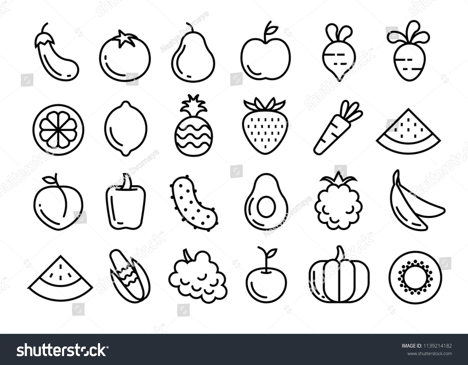 Fruits Vegetables Set Vector Illustration Stock Vector (Royalty Free ...