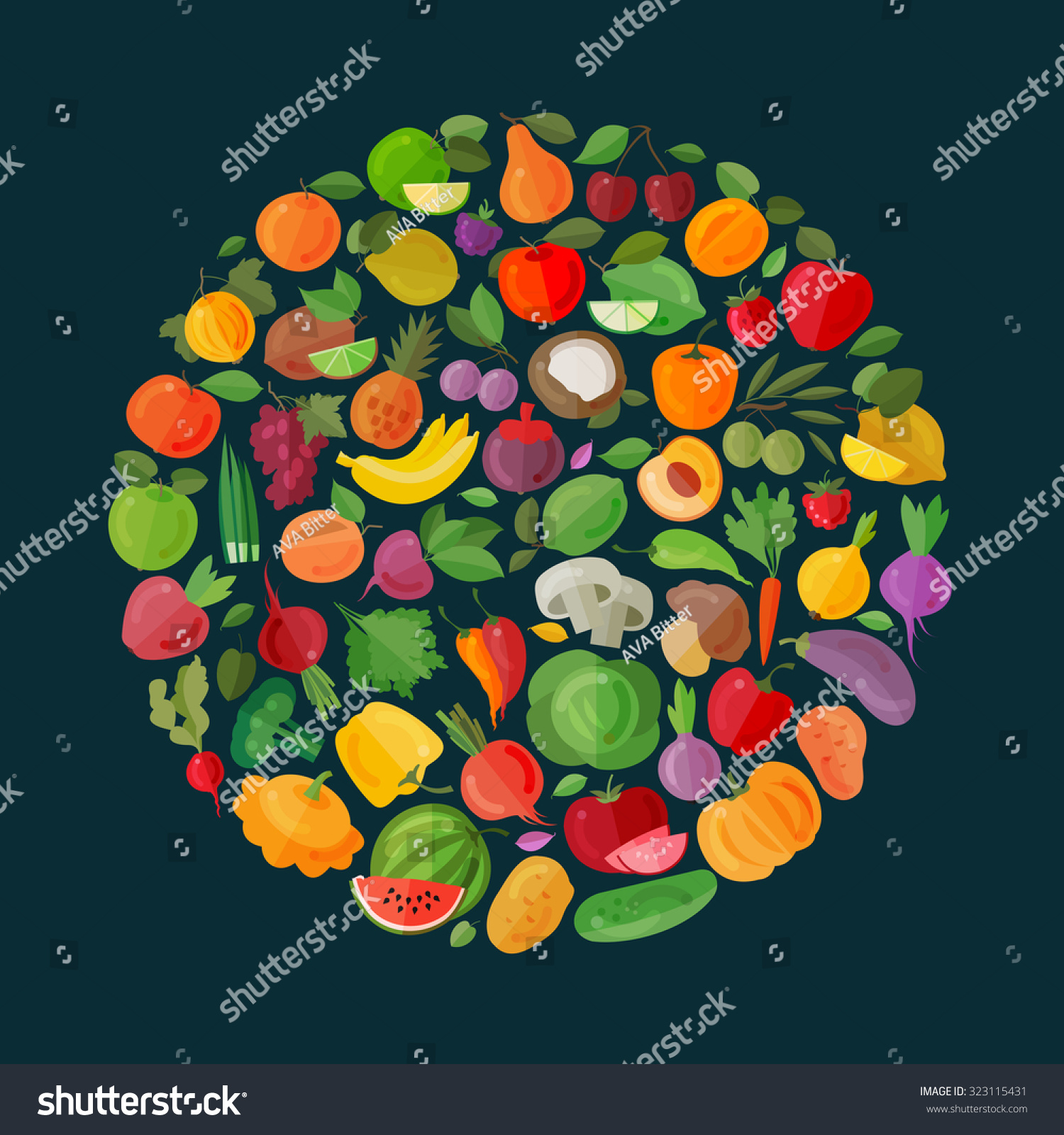 Fruits Vegetables Vector Logo Design Template Stock Vector (Royalty ...