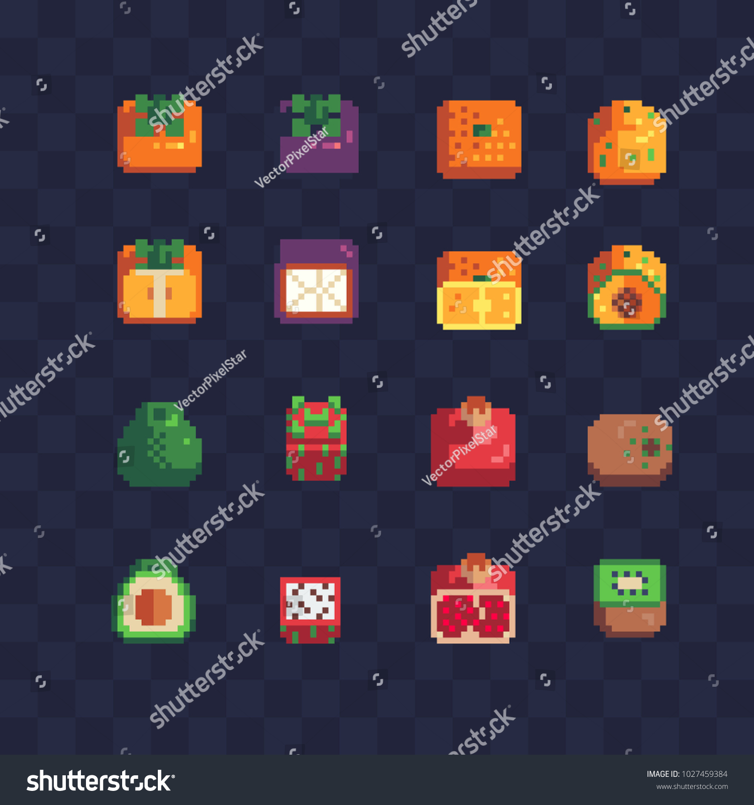 Fruits Pixel Art Icons Set Apple Vector De Stock Libre De Regalías 1027459384 3418