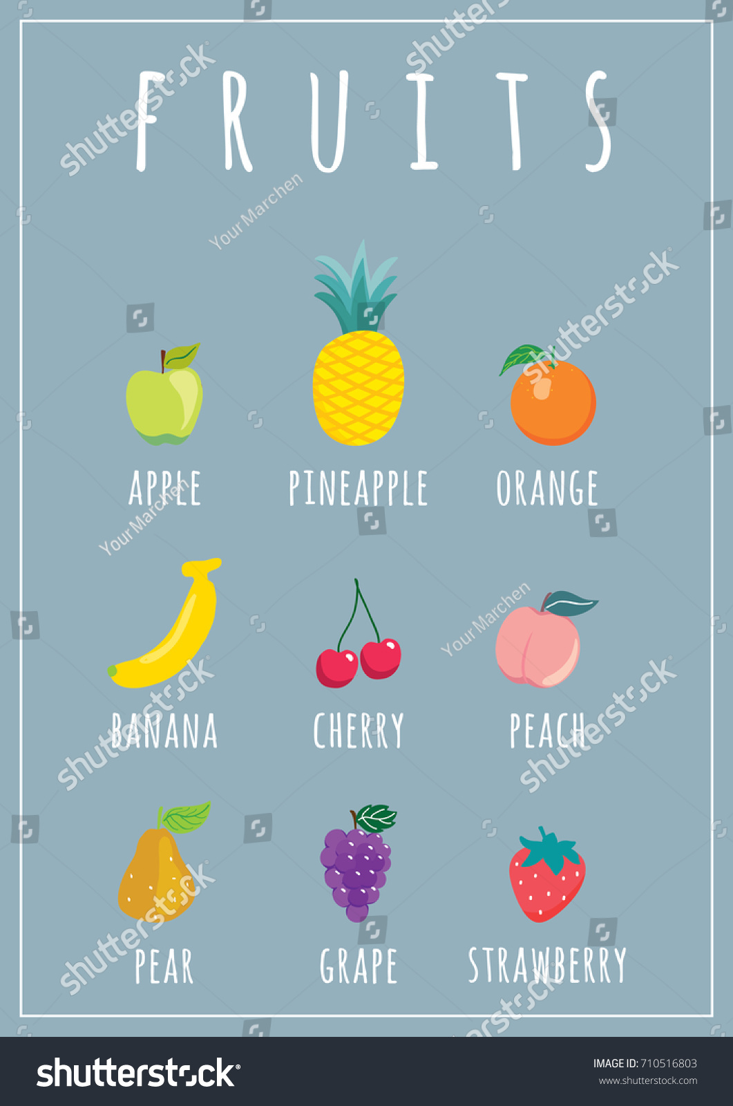 Fruits Word Poster Stock Vector (Royalty Free) 710516803 | Shutterstock