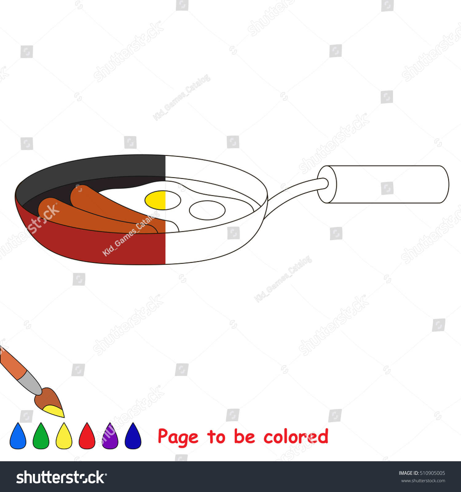 Frying Pan Be Colored Coloring Book Stock Vector 510905005 - Shutterstock