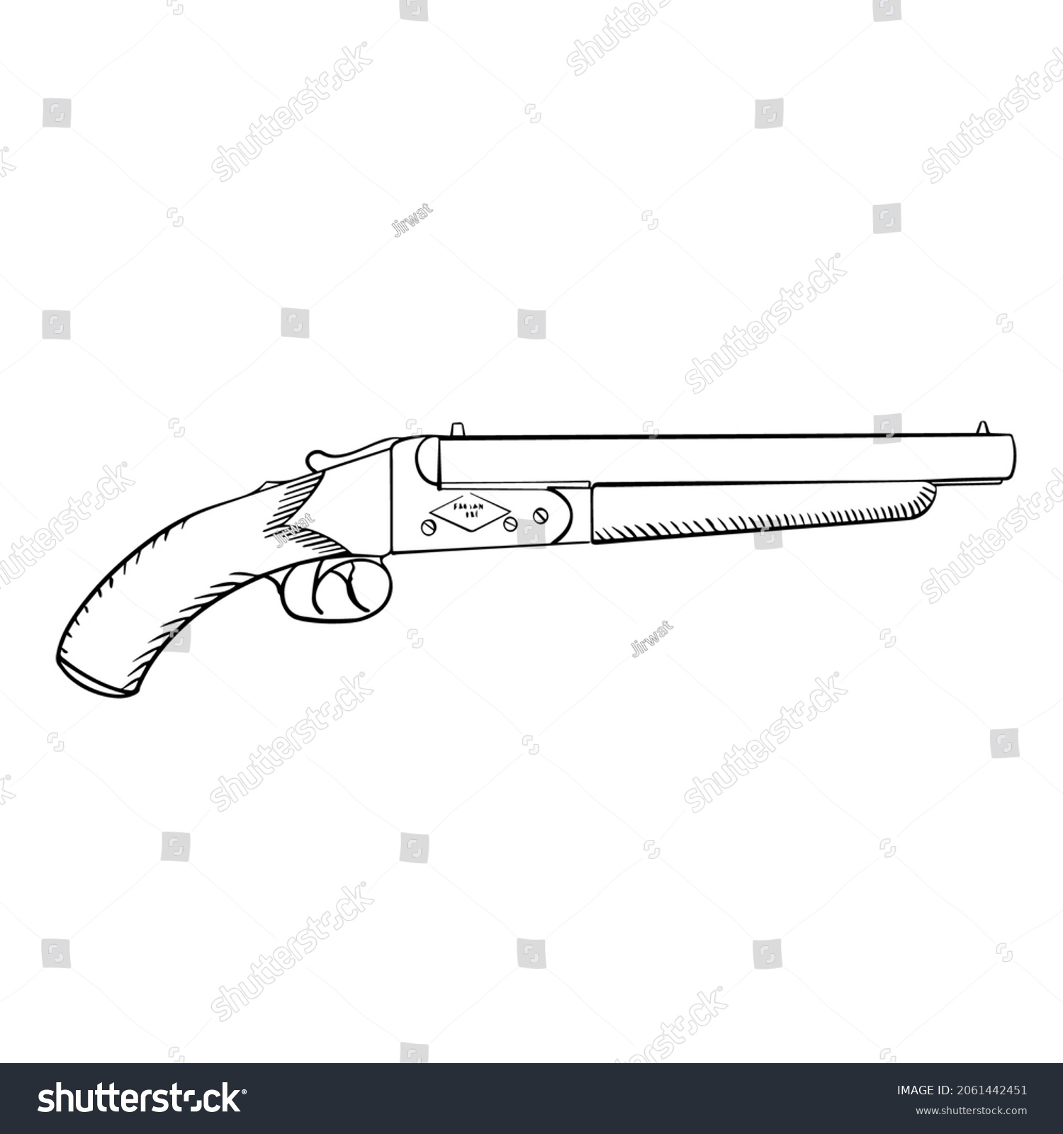 Fs0632 Shot Gun Illustration Hand Drawing Stock Vector (Royalty Free ...