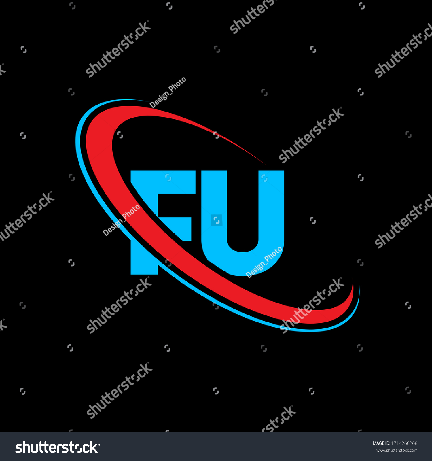 Fu F U Letter Logo Design Stock Vector (Royalty Free) 1714260268 ...