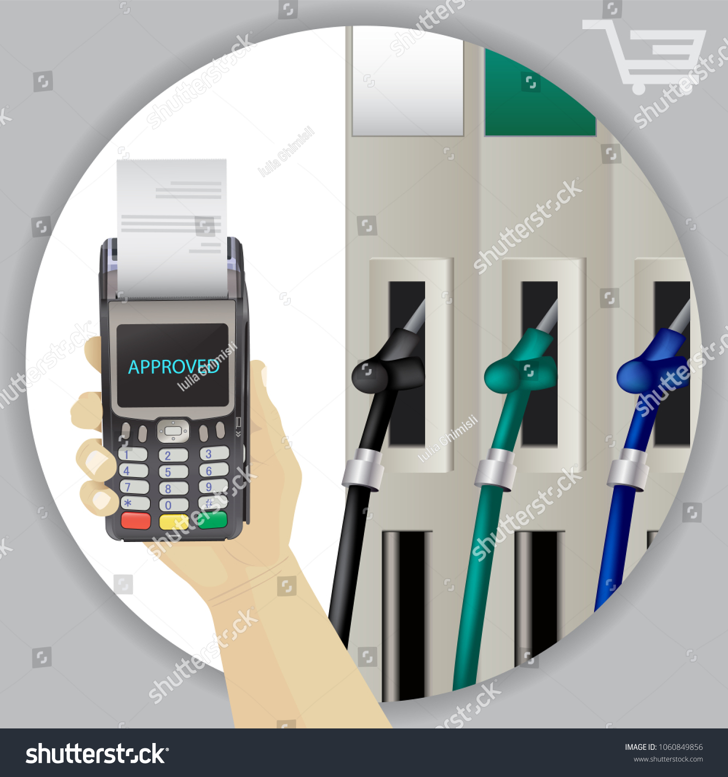 SVG of Fuel Dispenser And Fuel Nozzles At A Filling Station To Pump Petrol, Gas, Diesel. Contactless Wireless Payment. Pay For Fuel Concept. Petrol Pumps. POS Terminal. Vector svg